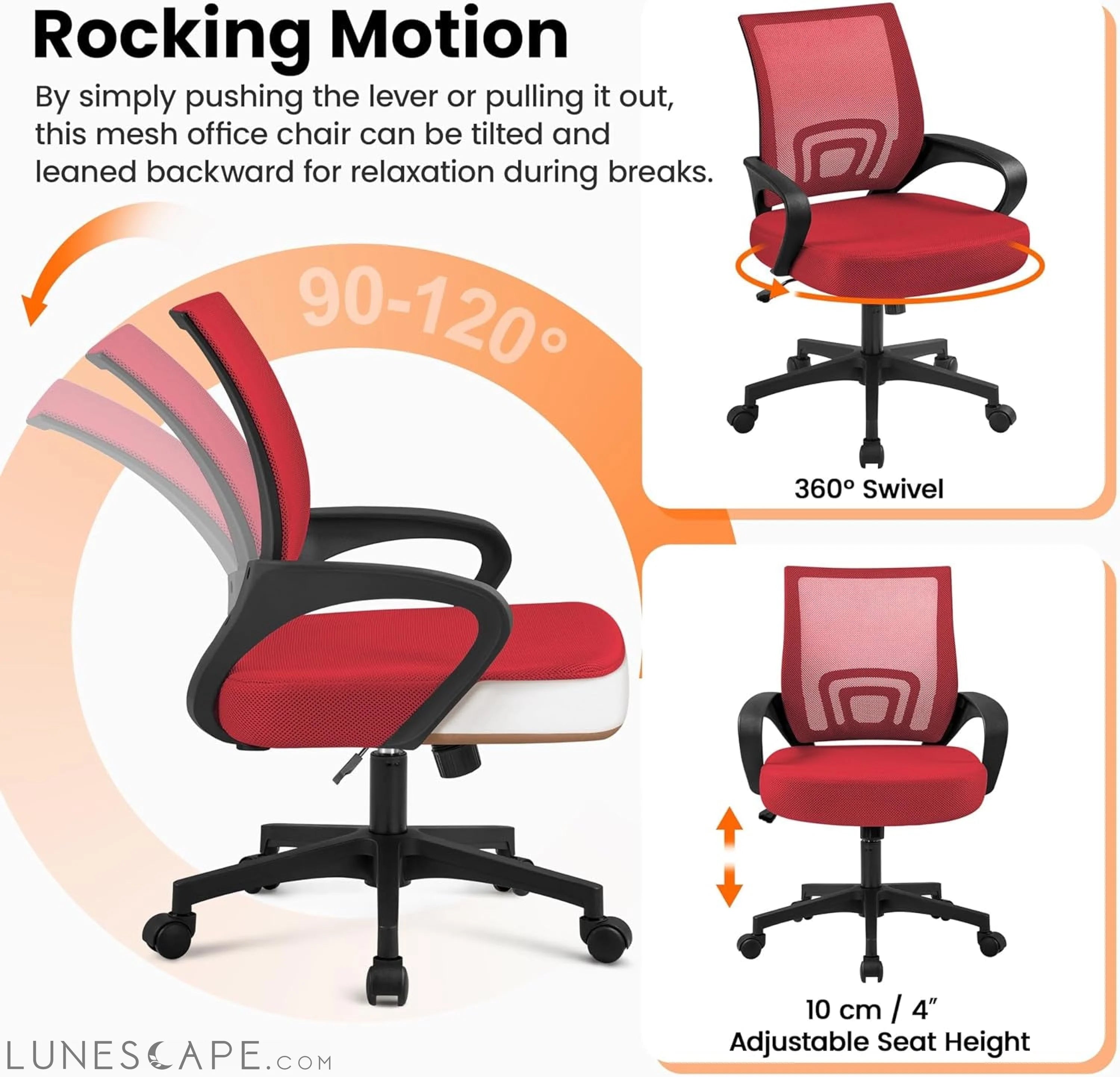 Office Chair Desk Chair Mid Back Mesh Task Chair Computer Chair LUNESCAPE