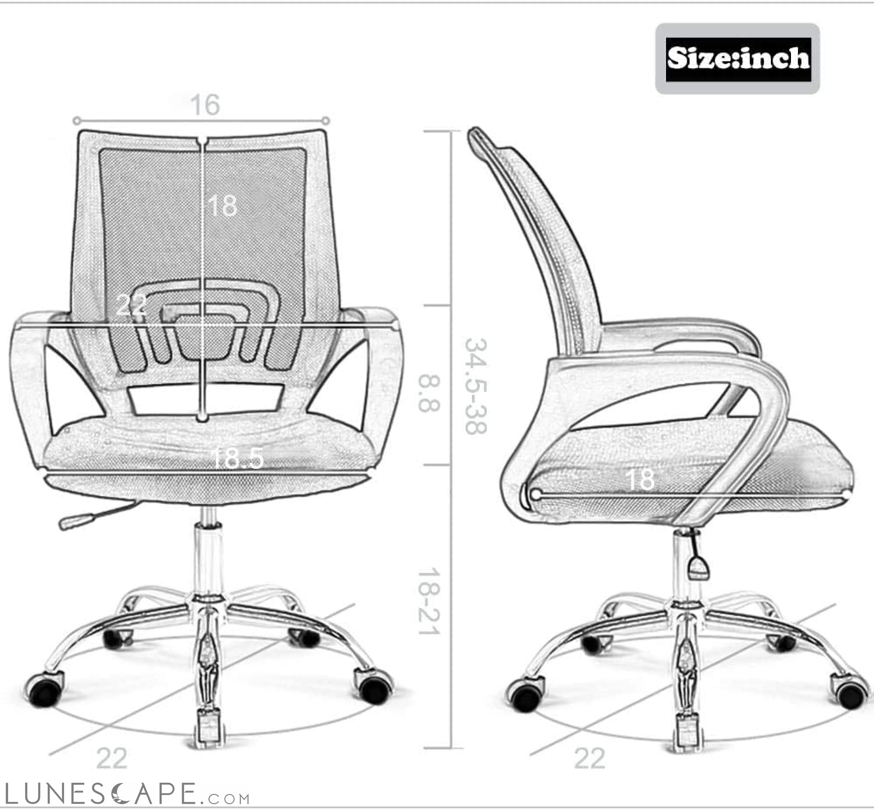 Office Chair Ergonomic Cheap Desk Chair Mesh Computer Chair Lumbar LUNESCAPE