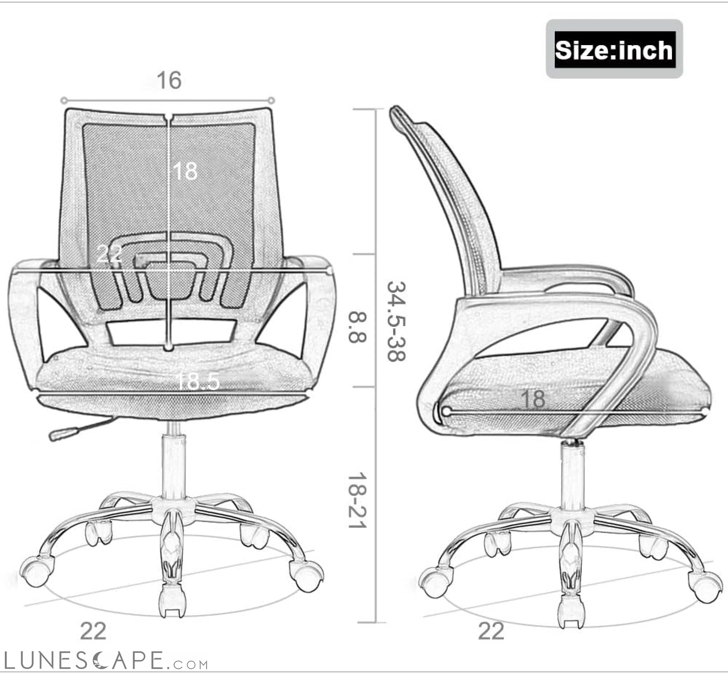 Office Chair Ergonomic Cheap Desk Chair Mesh Computer Chair Lumbar LUNESCAPE
