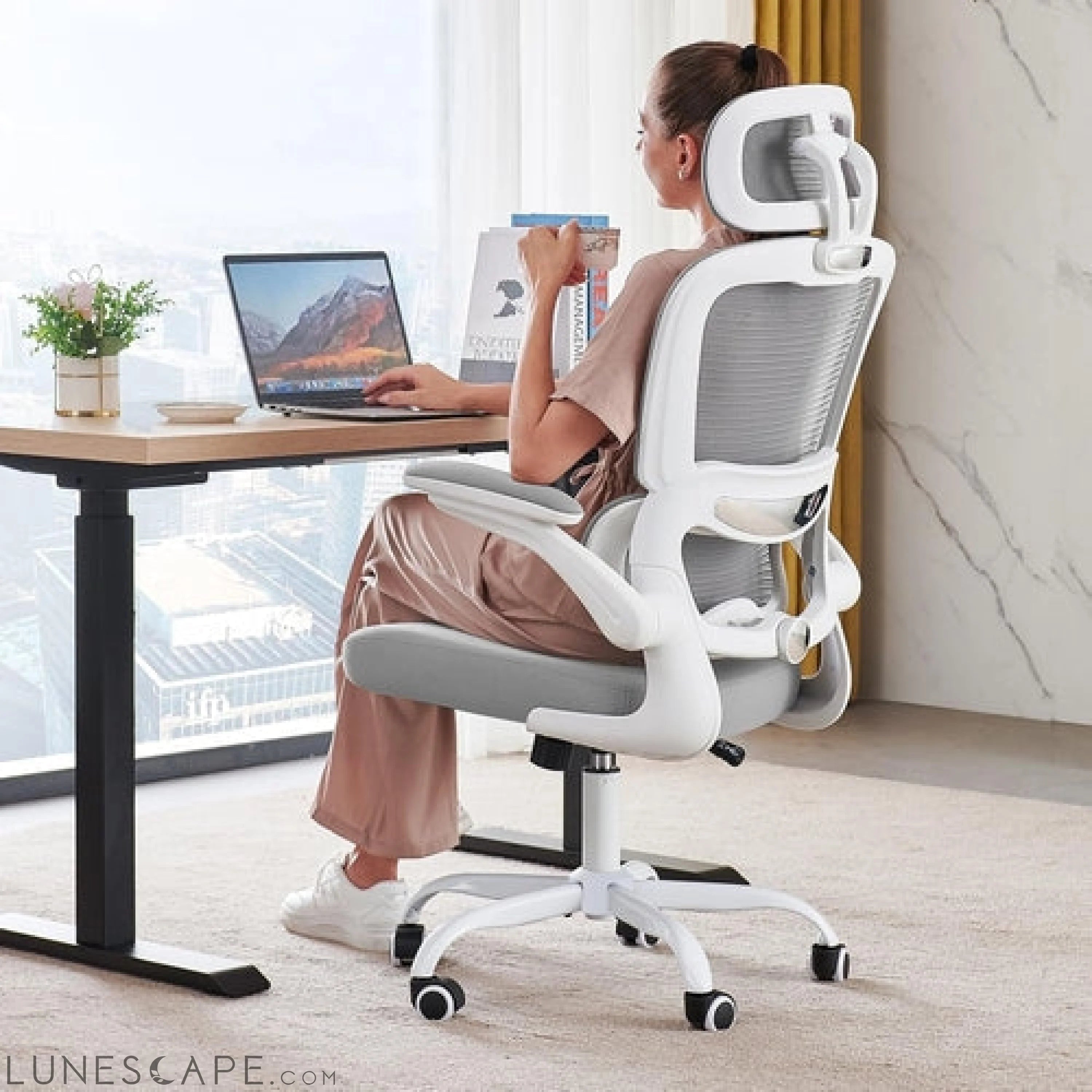 Office Chair Ergonomic Desk Chair, 330 LBS Home Mesh Office Desk LUNESCAPE