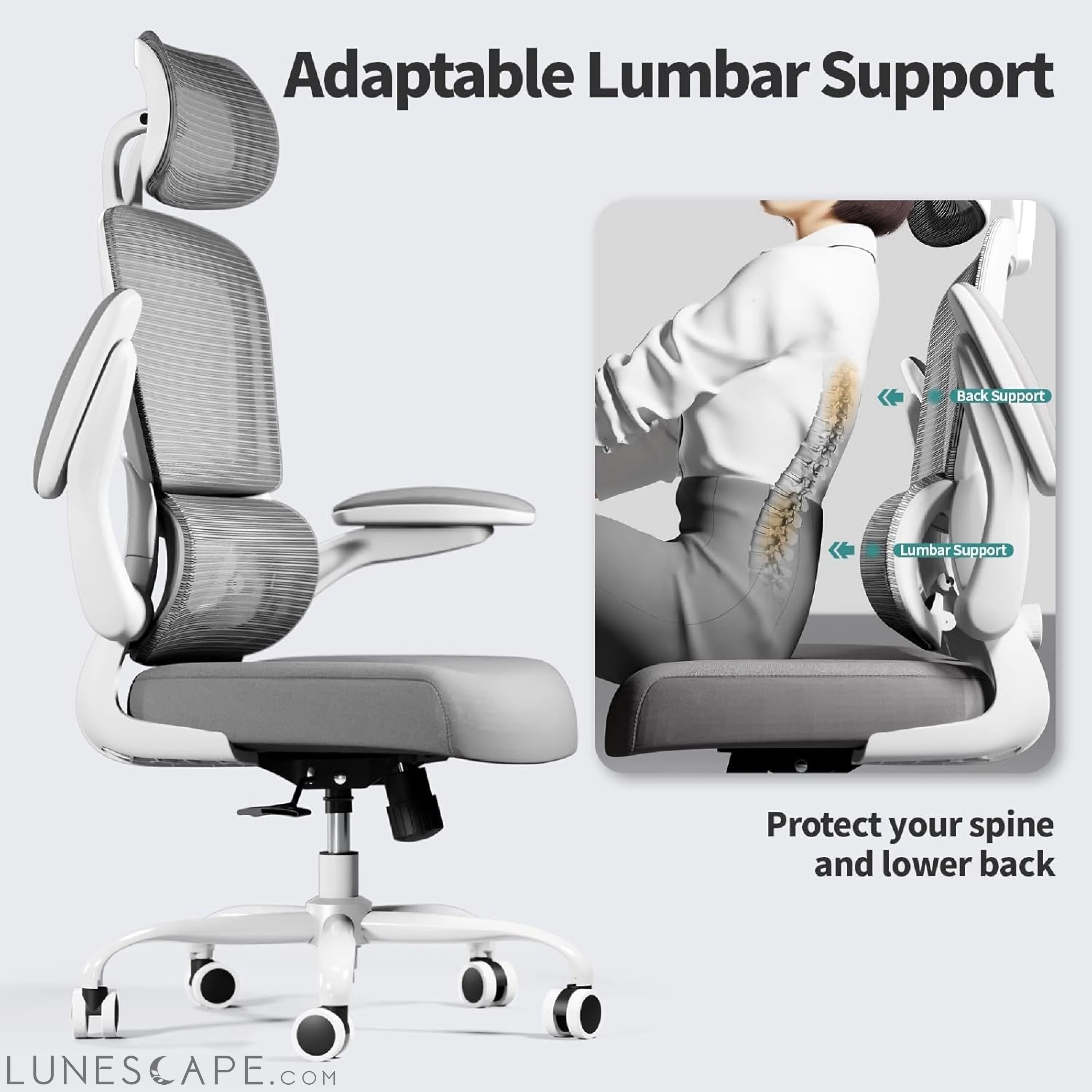 Office Chair Ergonomic Desk Chair, 330 LBS Home Mesh Office Desk LUNESCAPE
