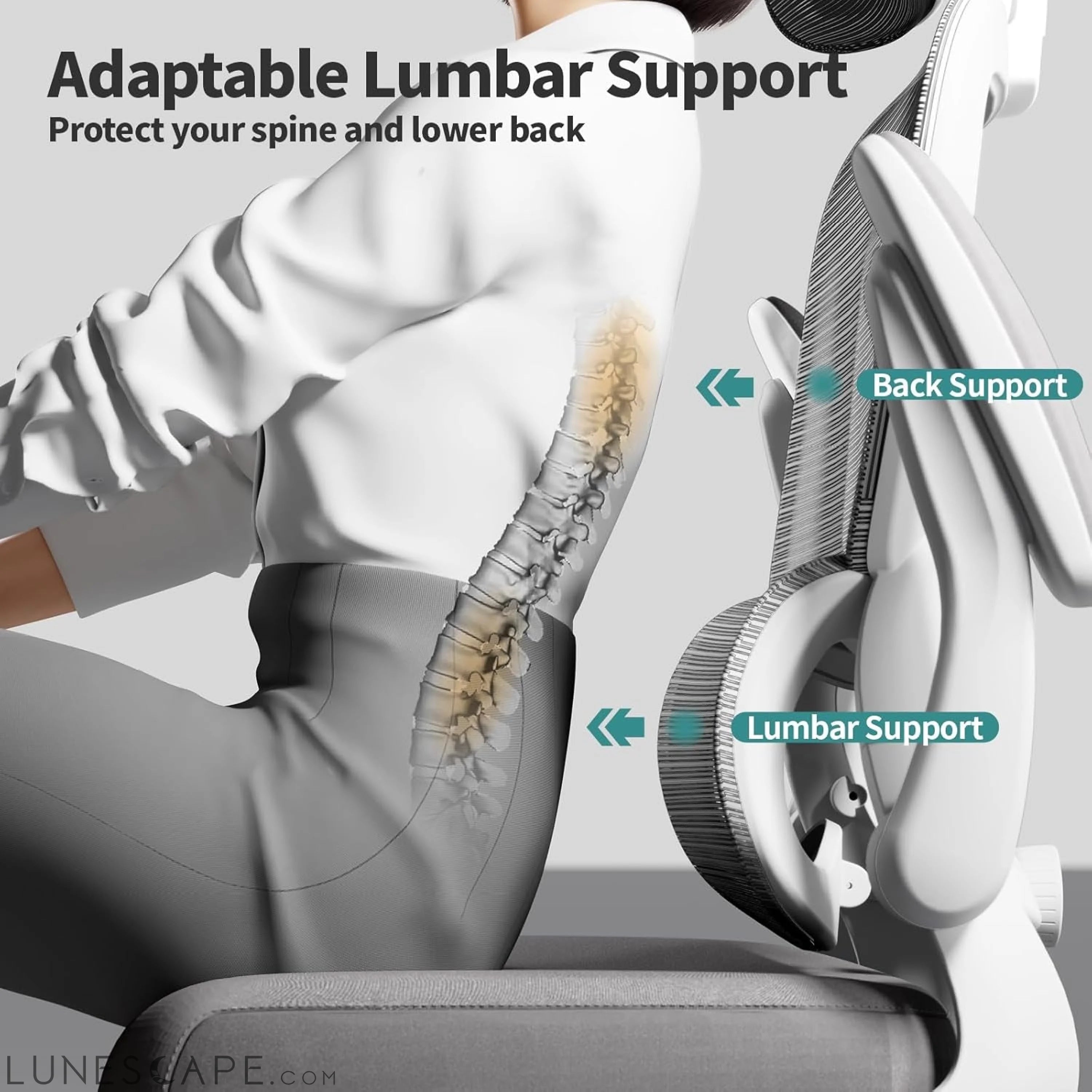 Office Chair Ergonomic Desk Chair, 330 LBS Home Mesh Office Desk LUNESCAPE