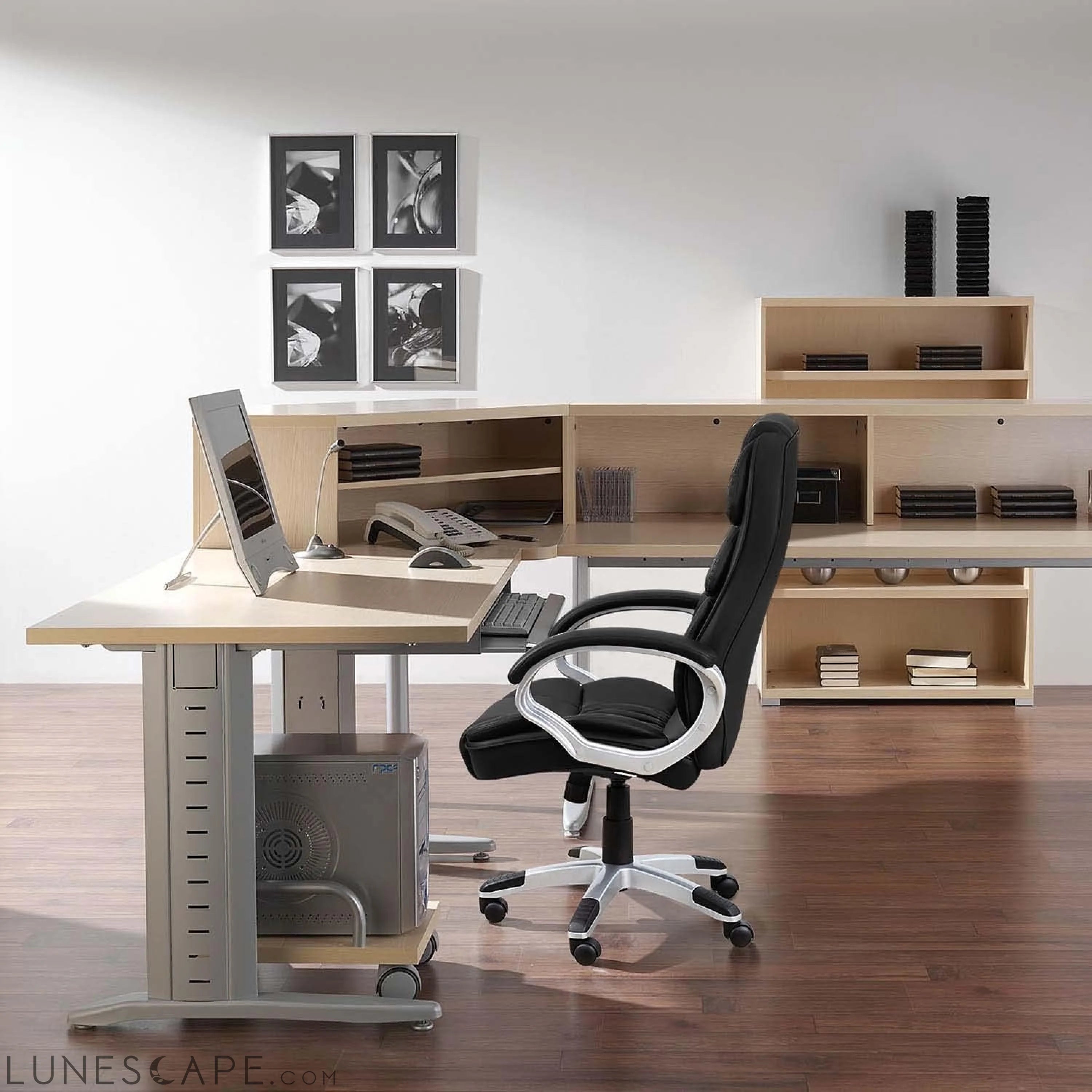 Office Chair High Back Computer Desk Chair, PU Leather Adjustable LUNESCAPE