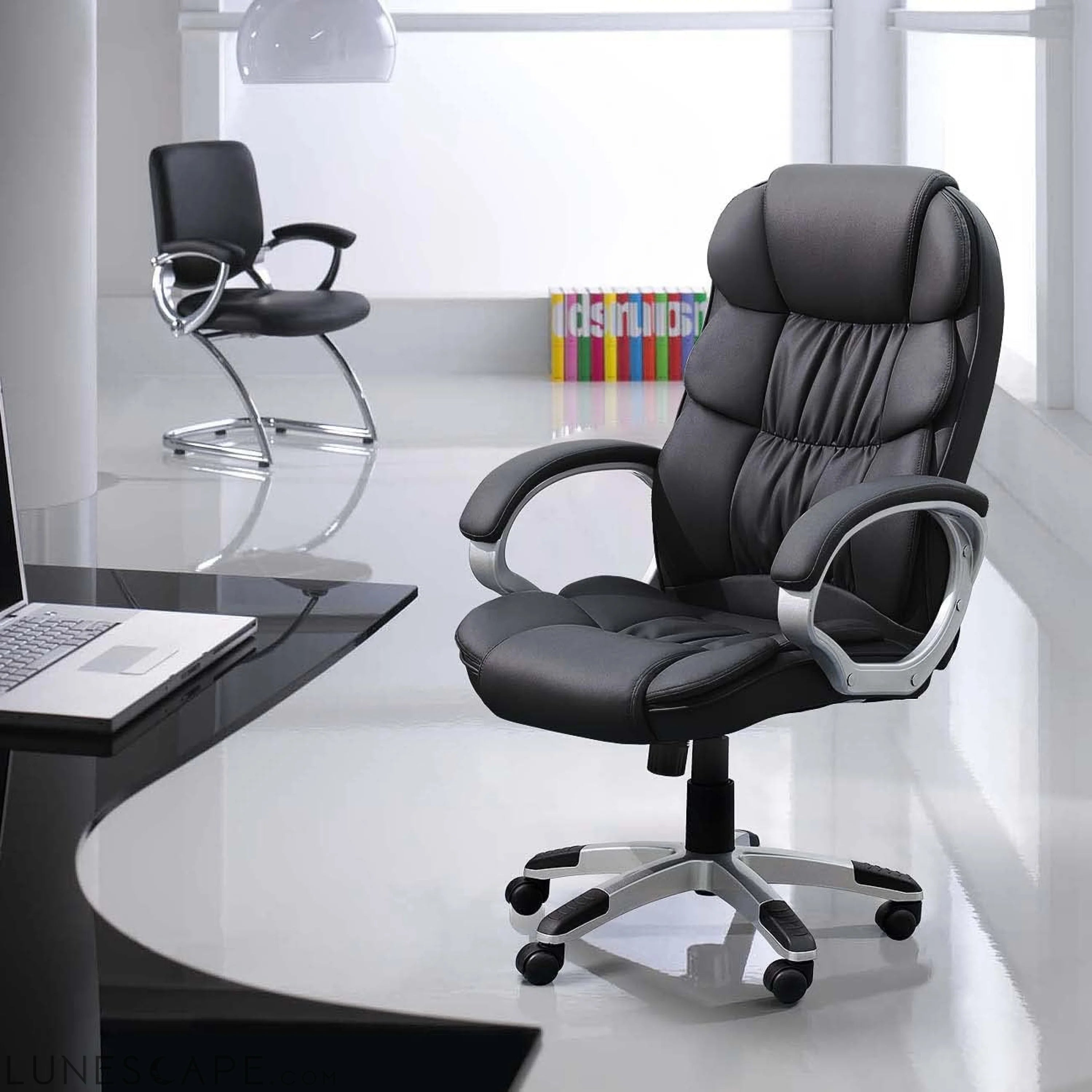 Office Chair High Back Computer Desk Chair, PU Leather Adjustable LUNESCAPE