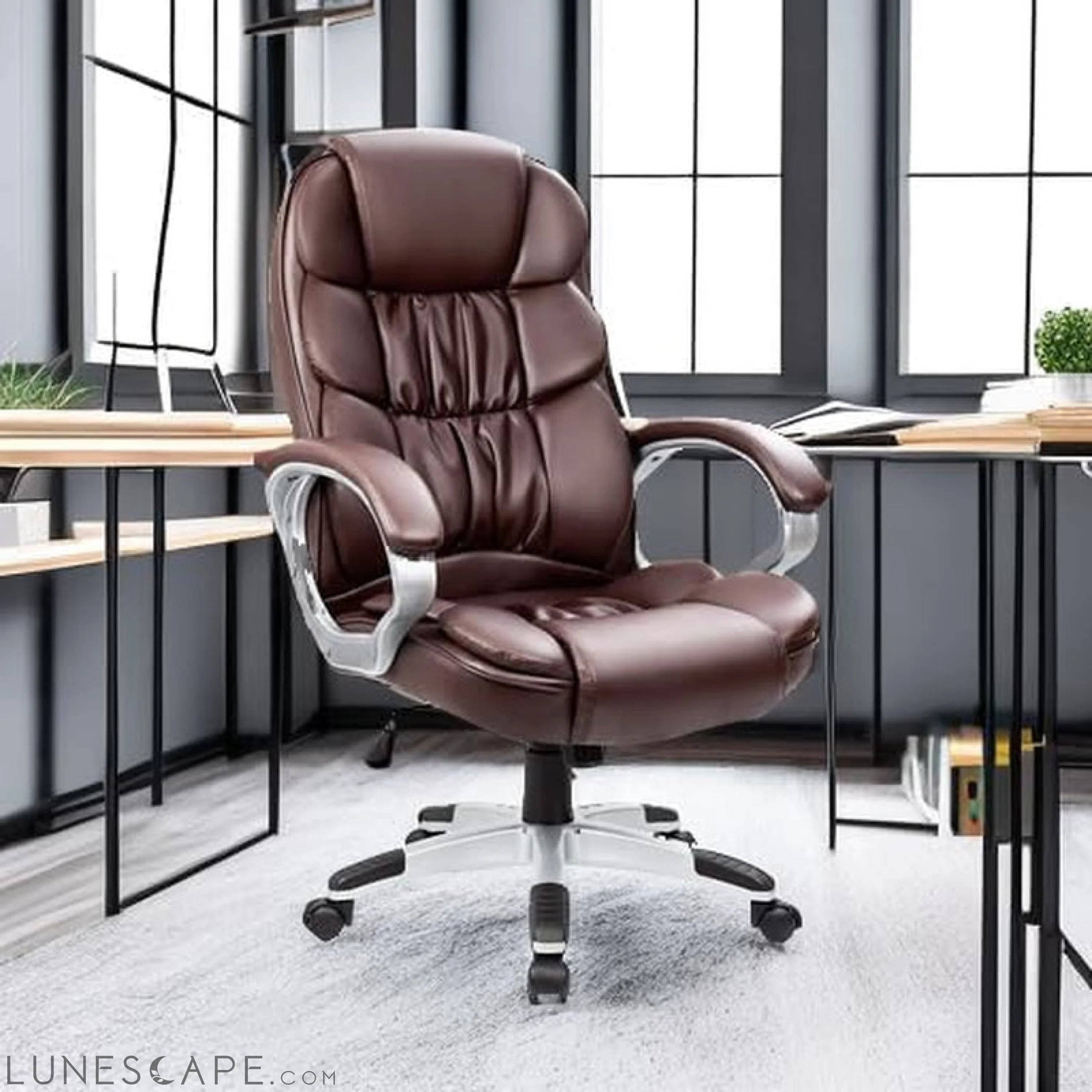 Office Chair High Back Computer Chair Ergonomic Desk Chair, PU Leather LUNESCAPE