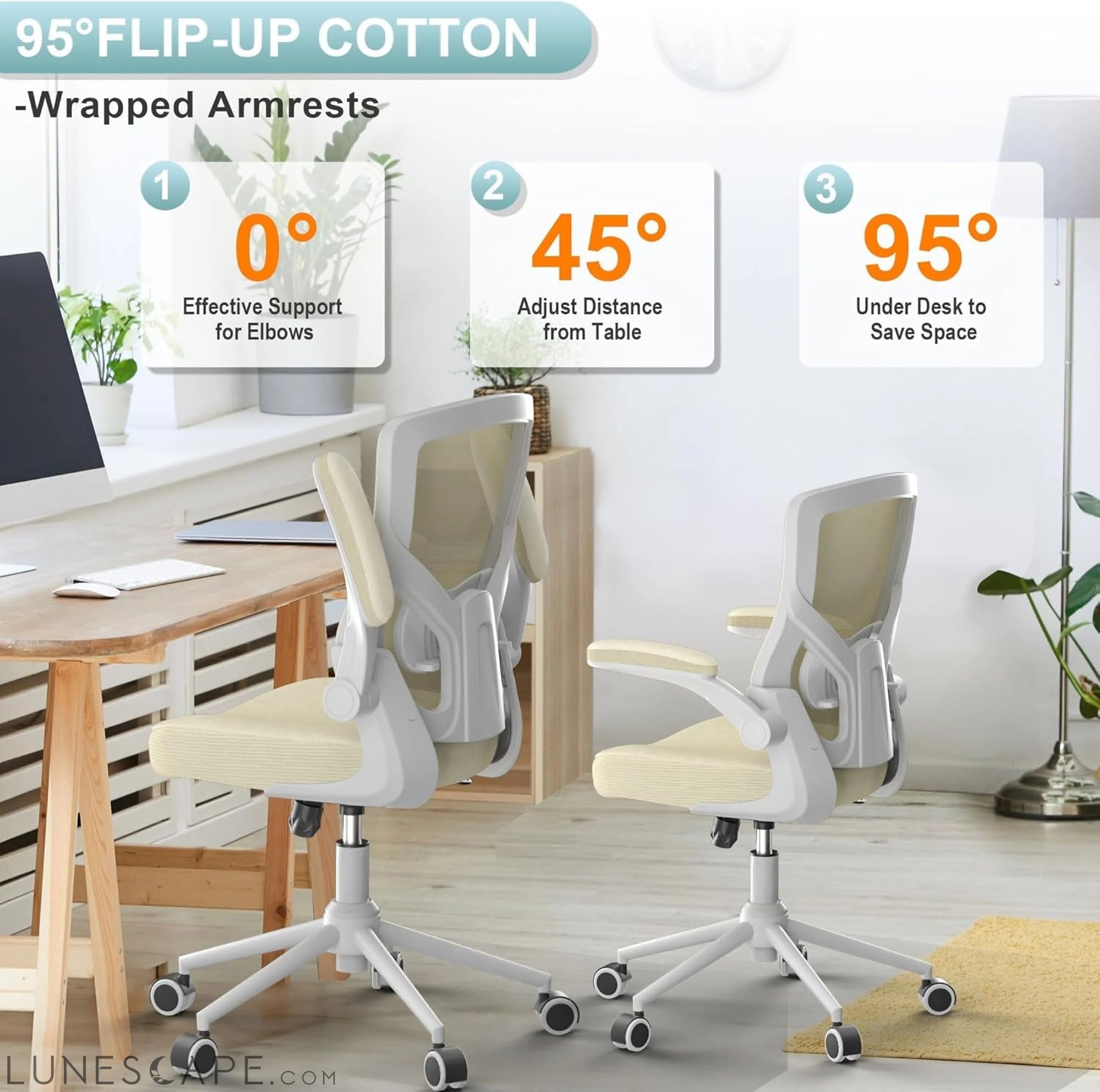 Office Chair, High Back Desk Chair Adjustable Height and Ergonomic LUNESCAPE