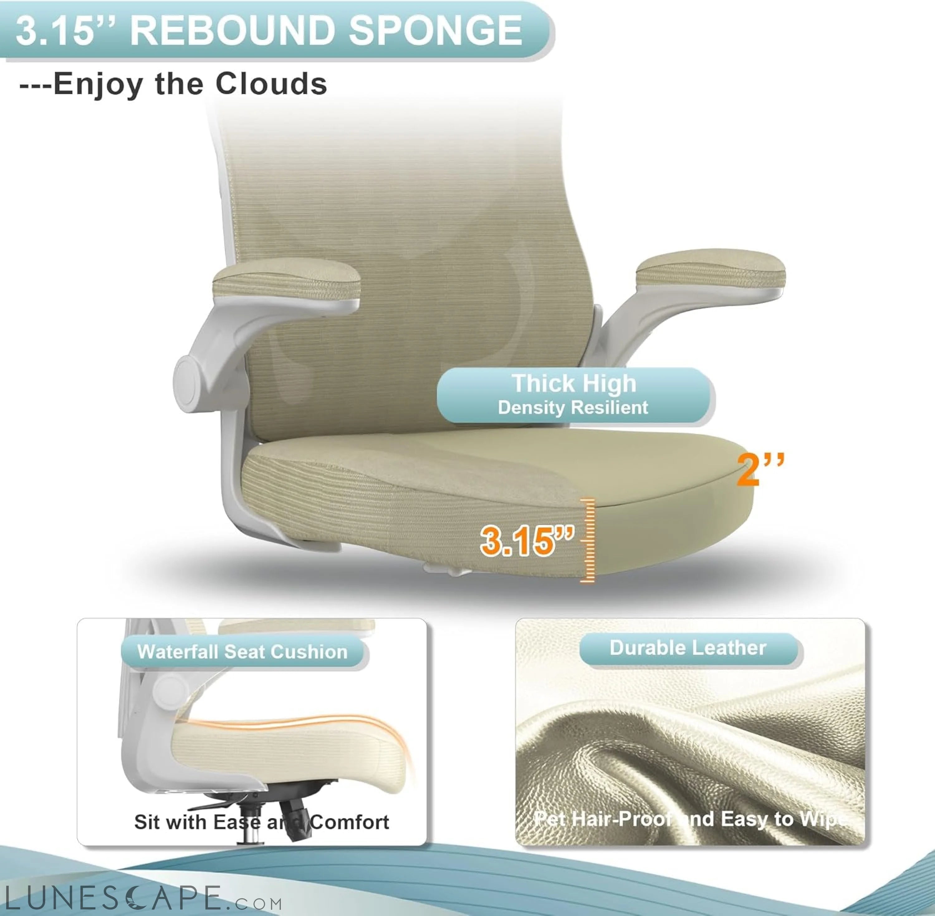 Office Chair, High Back Desk Chair Adjustable Height and Ergonomic LUNESCAPE