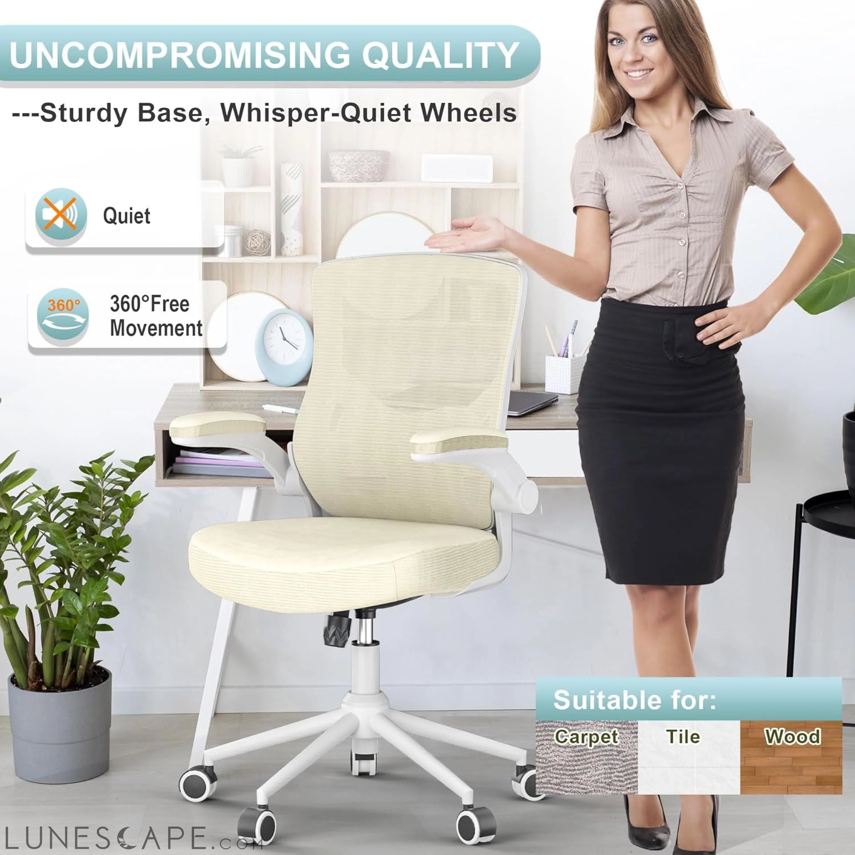 Office Chair, High Back Desk Chair Adjustable Height and Ergonomic LUNESCAPE