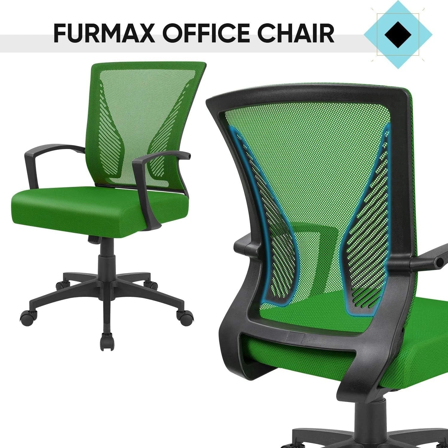 Office Chair Mid Back Swivel Lumbar Support Desk Chair, Computer LUNESCAPE