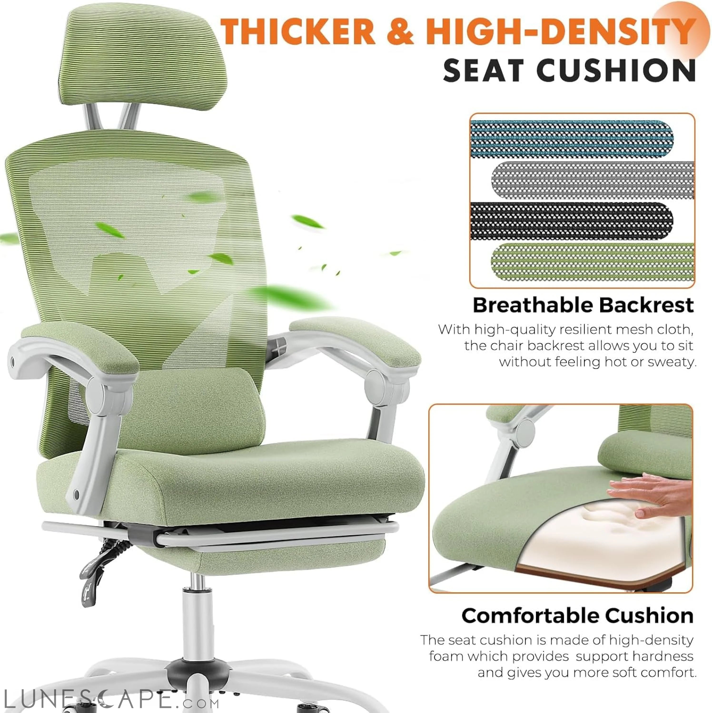 Office Computer Desk Chair, Ergonomic High-Back Mesh Rolling Work LUNESCAPE