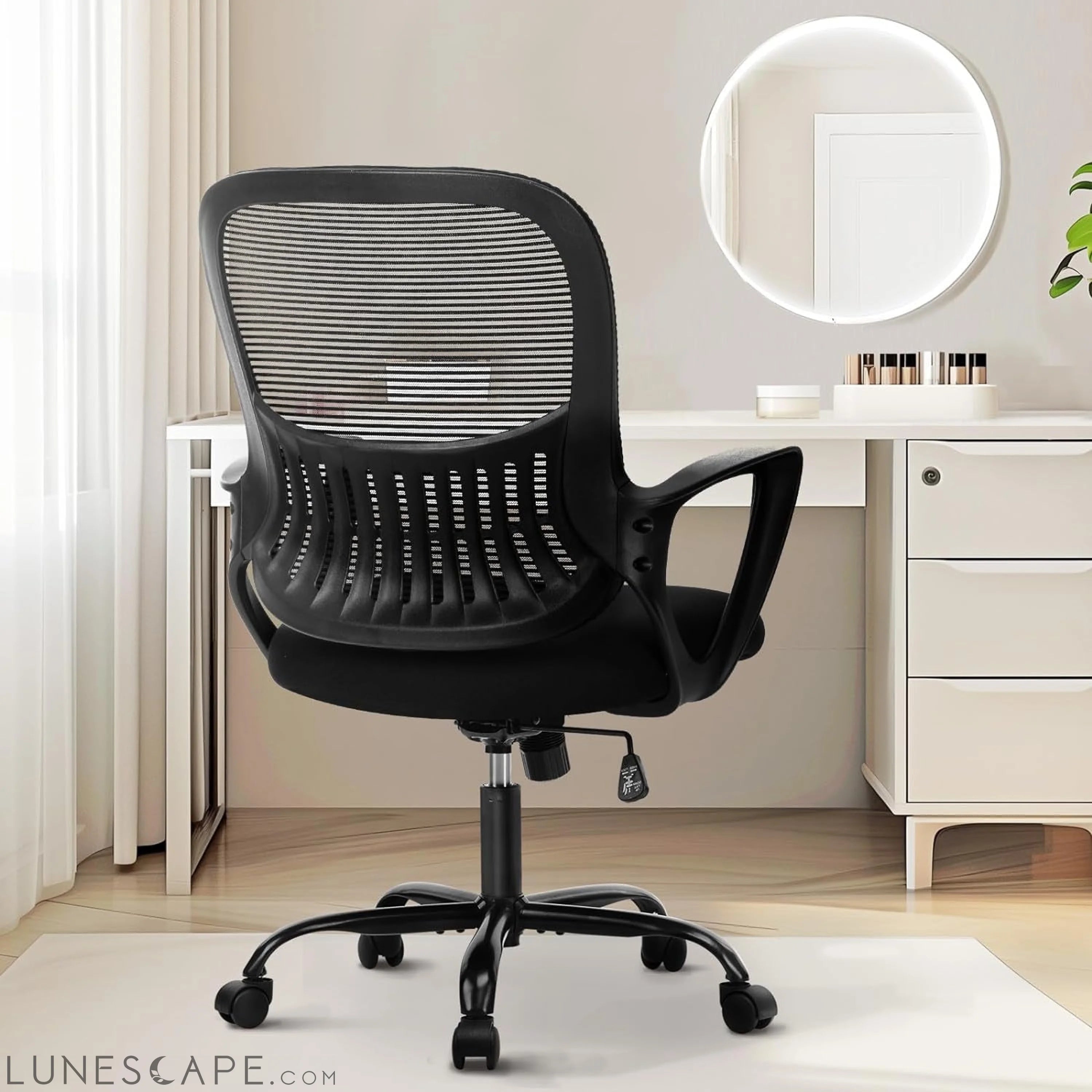 Office Computer Desk Managerial Executive Chair, Ergonomic Mid-Back LUNESCAPE