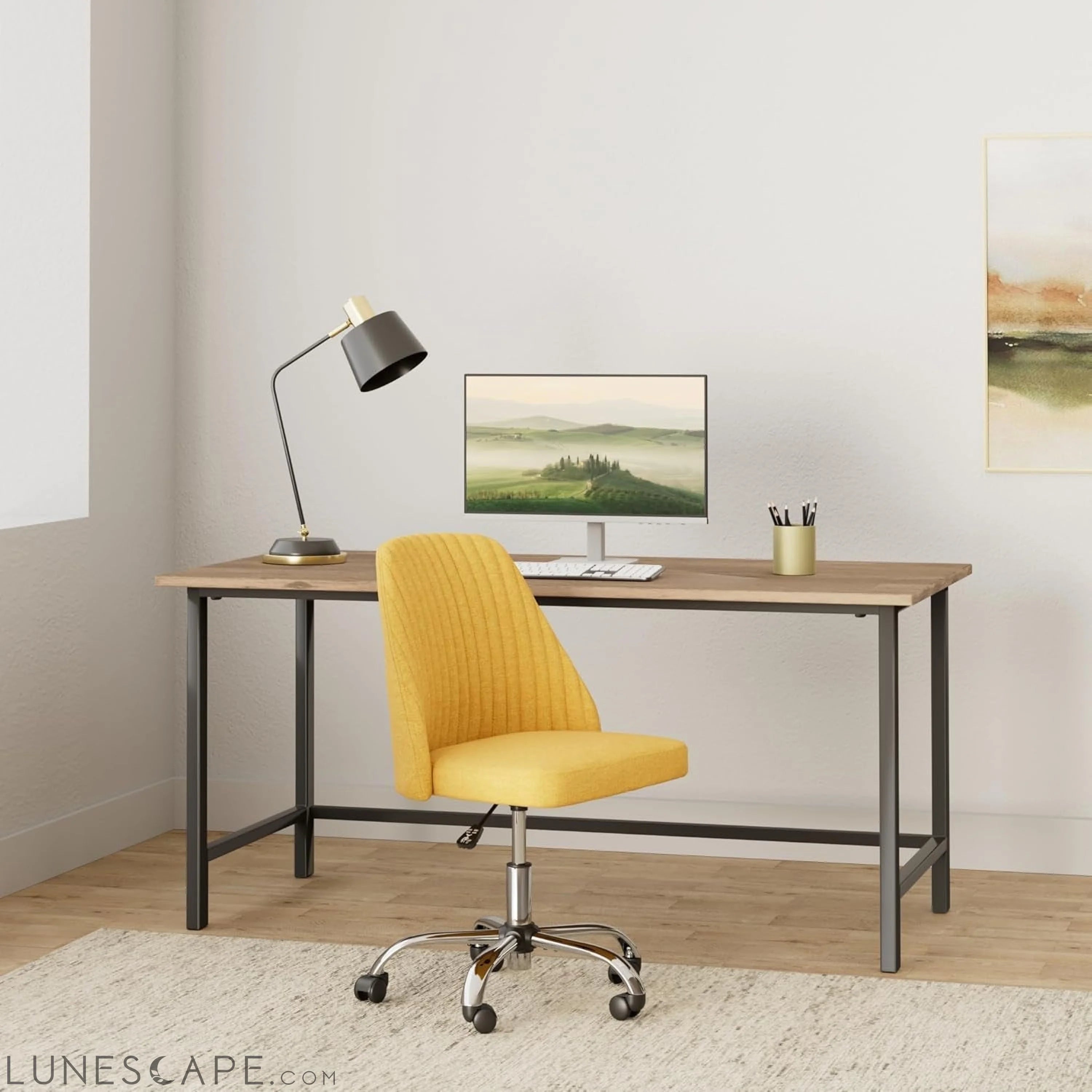 Office Desk Chair, Modern Cute Rolling Vanity Swivel Task Chairs with LUNESCAPE
