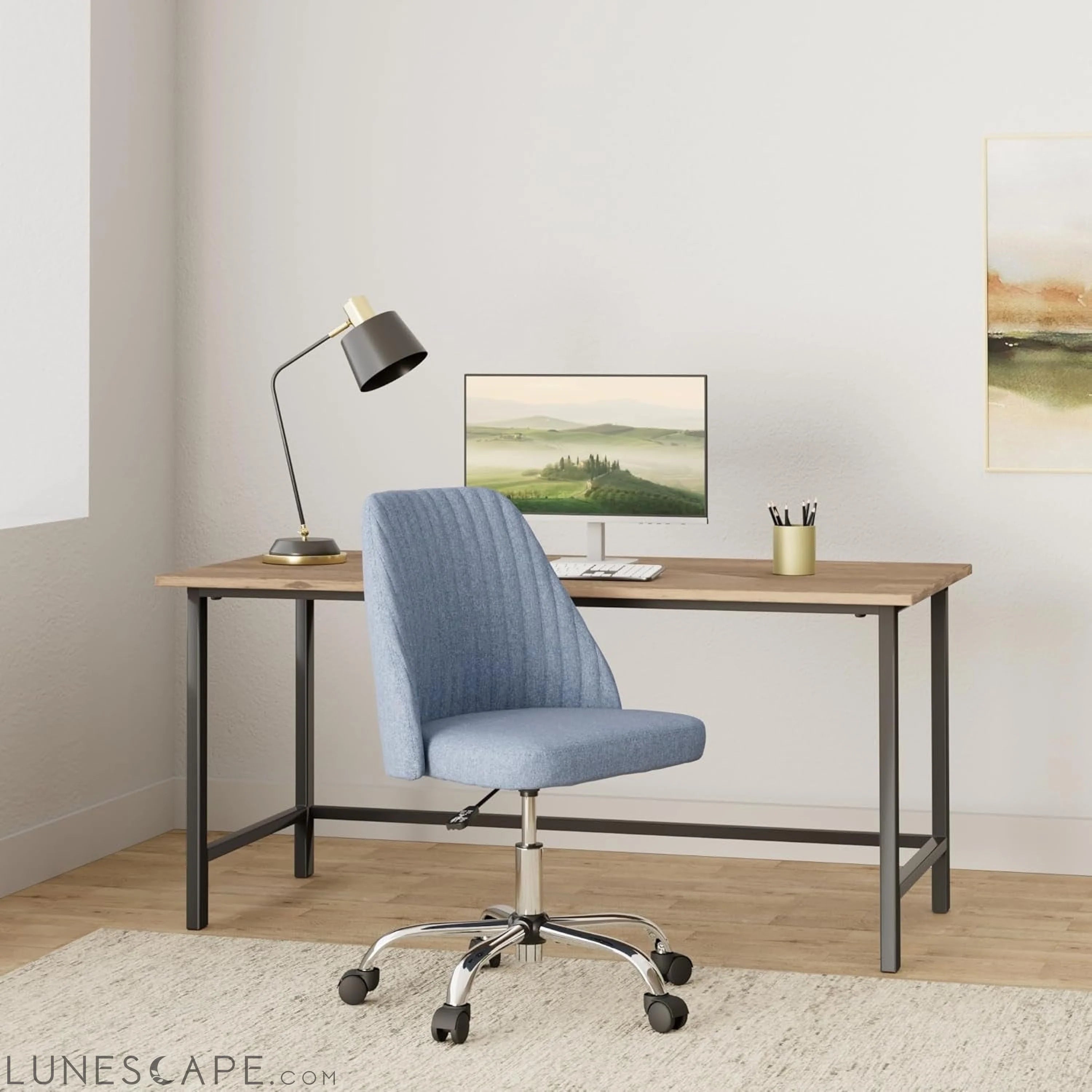 Office Desk Chair, Modern Cute Rolling Vanity Swivel Task Seating with LUNESCAPE