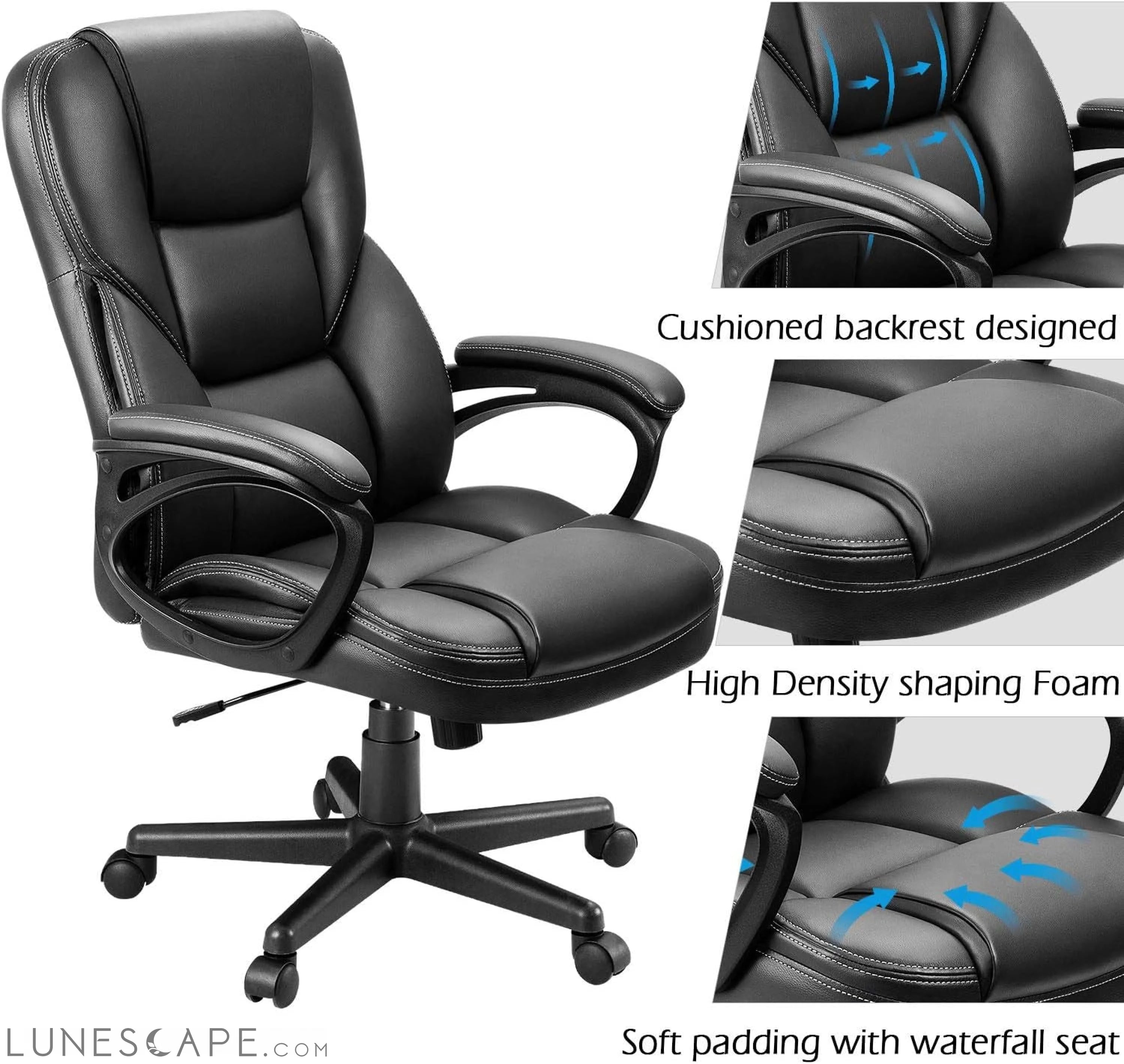 Office Executive Chair High Back Adjustable Managerial Home Desk LUNESCAPE