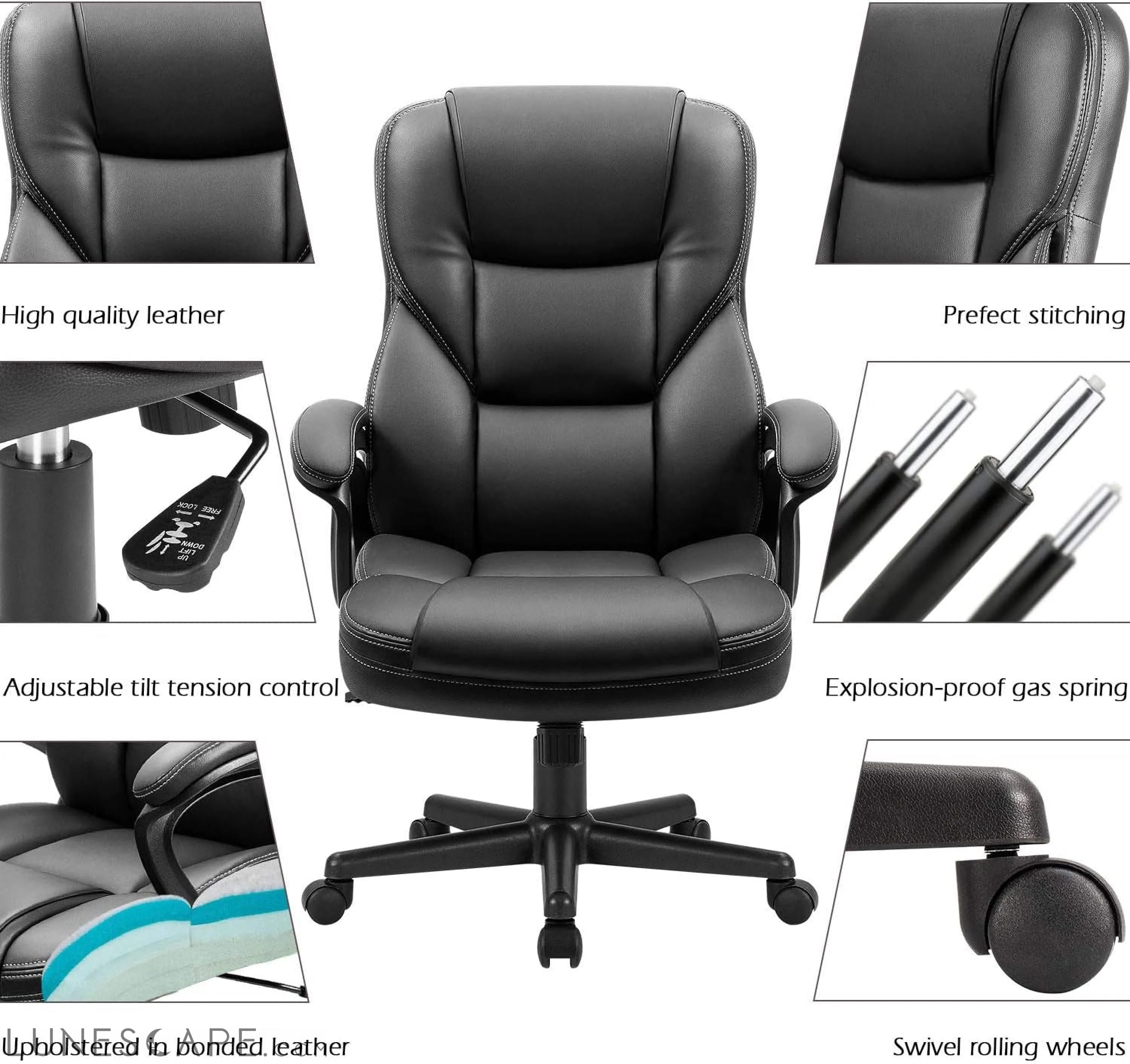 Office Executive Chair High Back Adjustable Managerial Home Desk LUNESCAPE