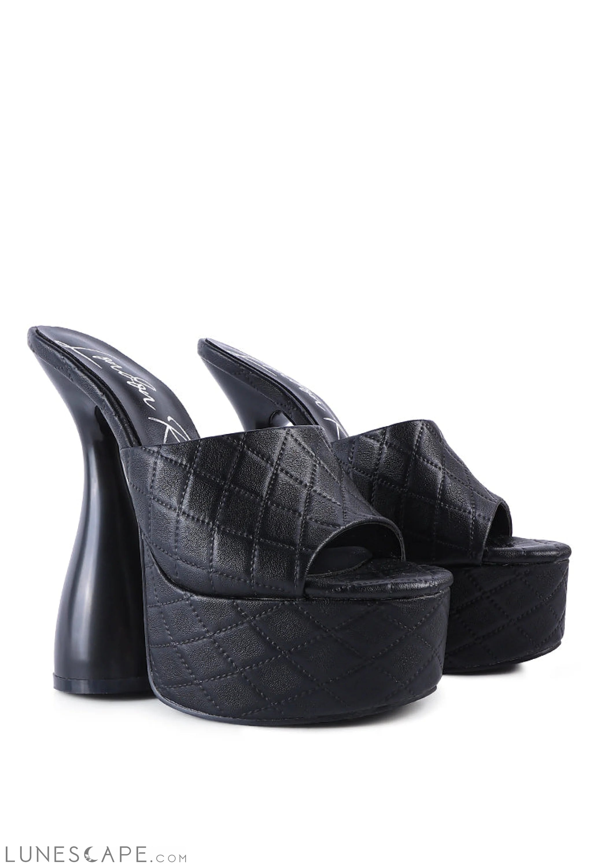 Oomph Quilted Hourglass Heel Platform Sandals LUNESCAPE
