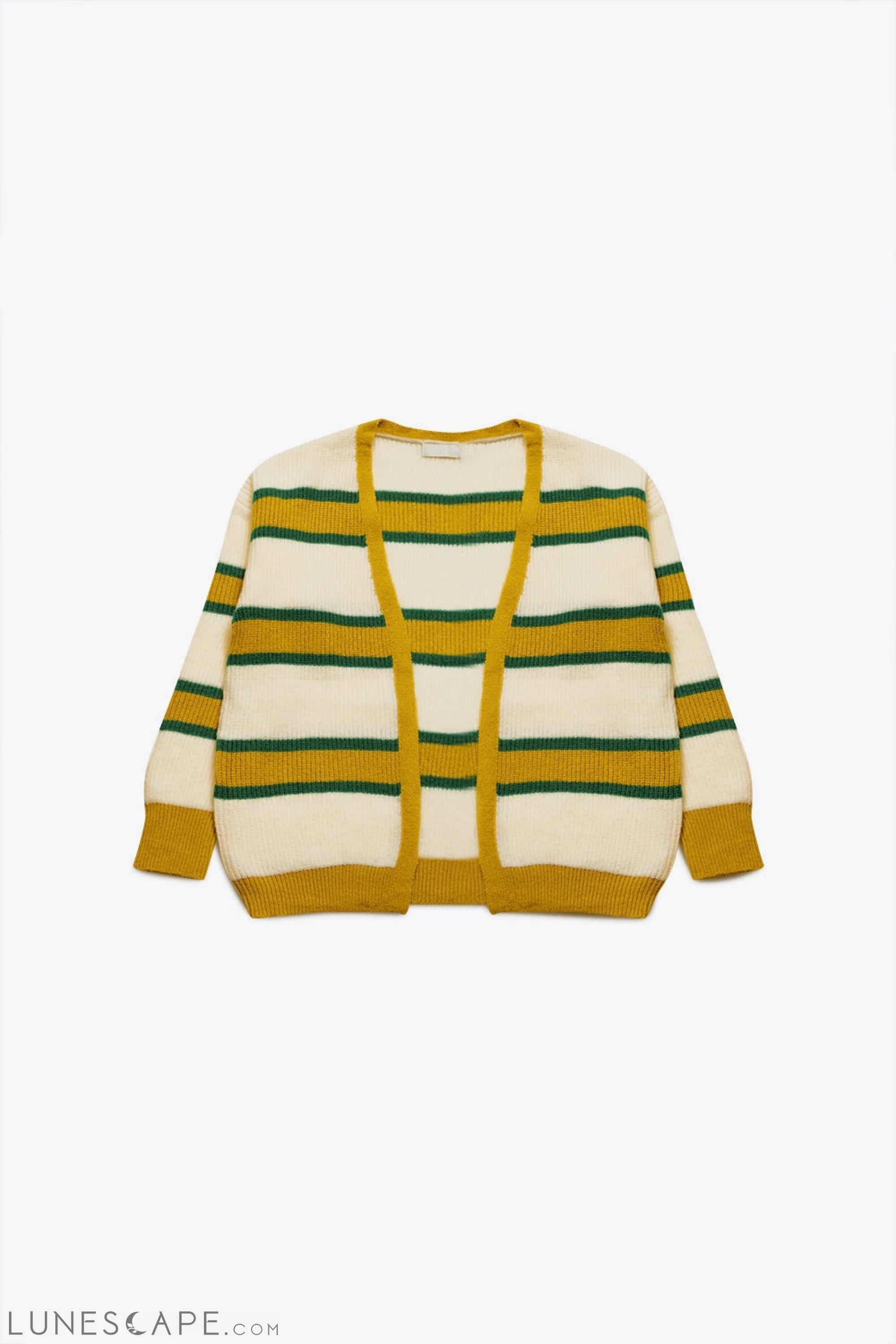 Open Front Cardi in Yellow Stripe LUNESCAPE