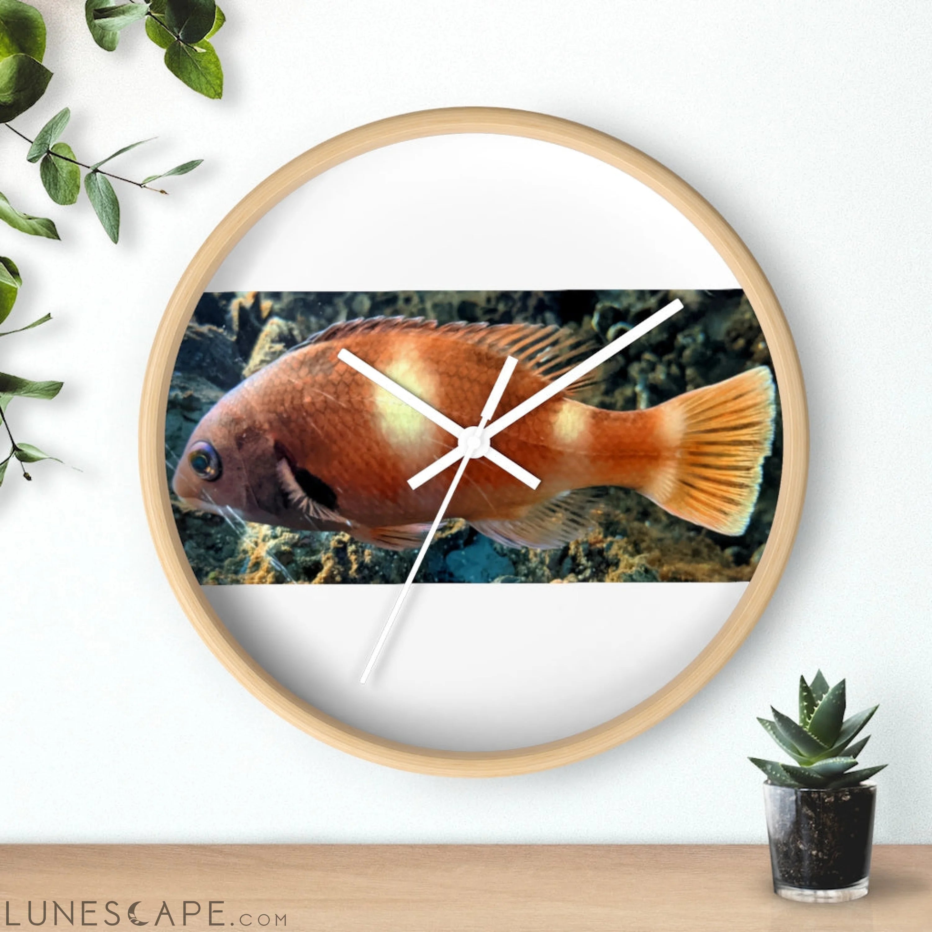 Orange Fish Wall clock LUNESCAPE