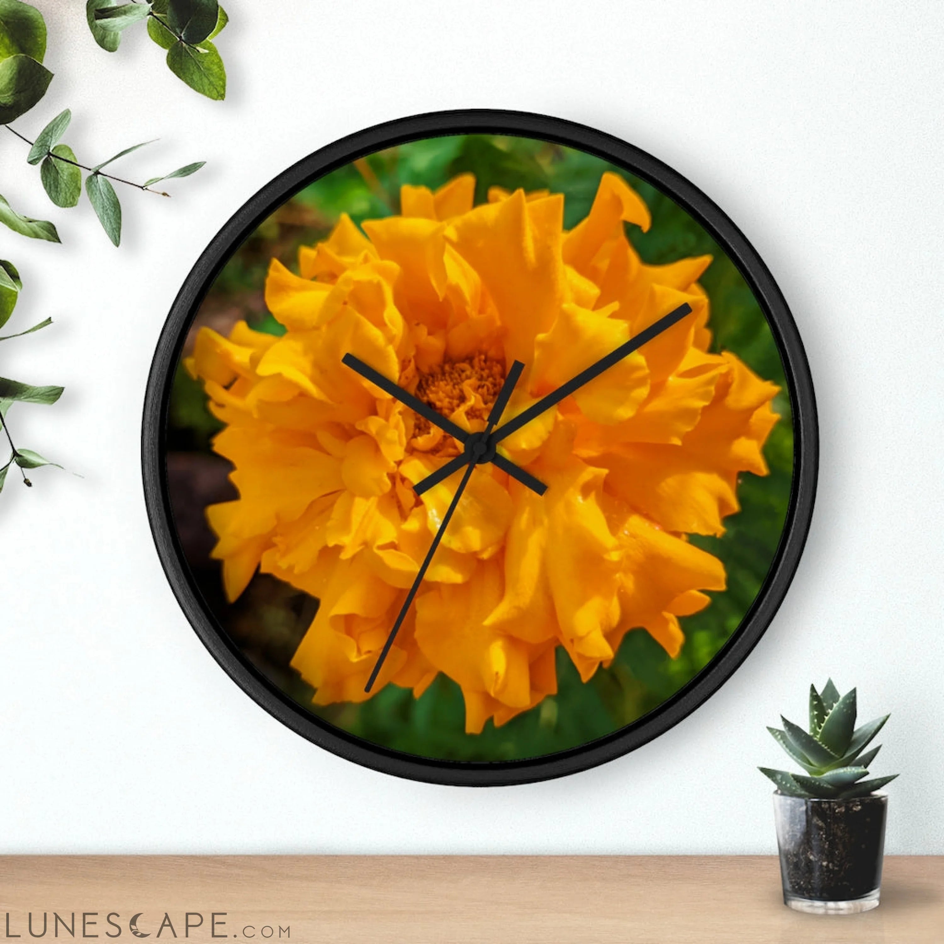 Orange Flower Wall clock LUNESCAPE