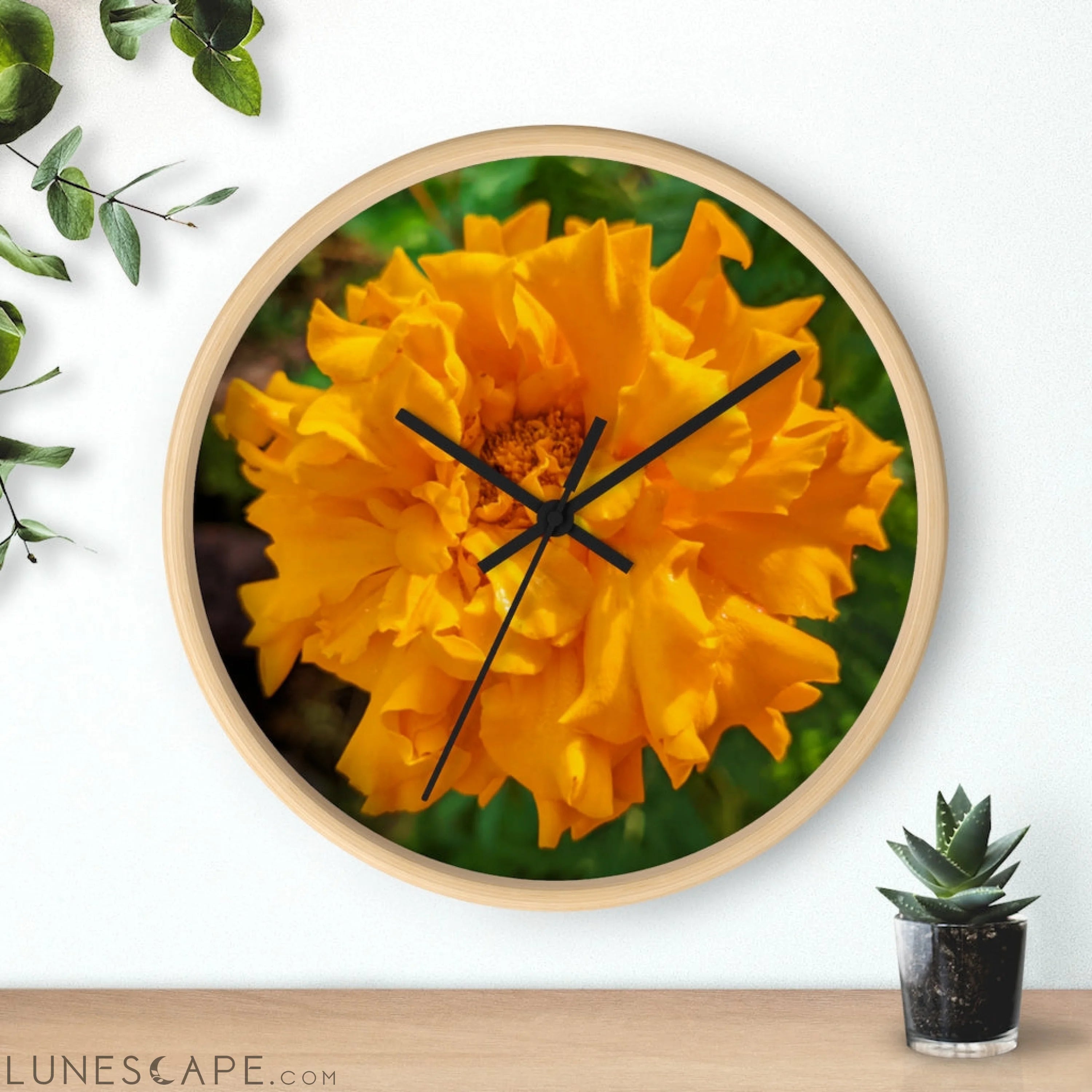 Orange Flower Wall clock LUNESCAPE