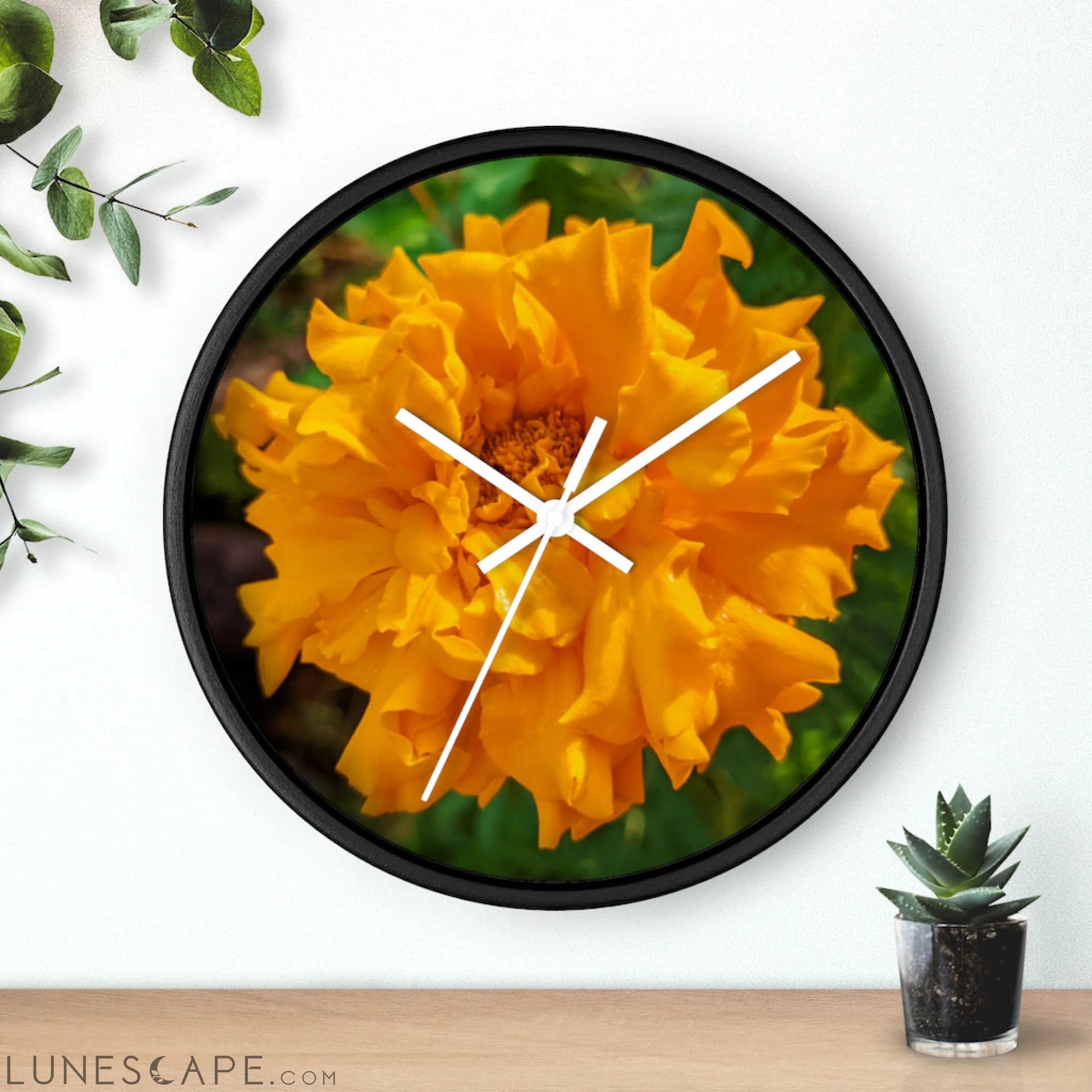 Orange Flower Wall clock LUNESCAPE