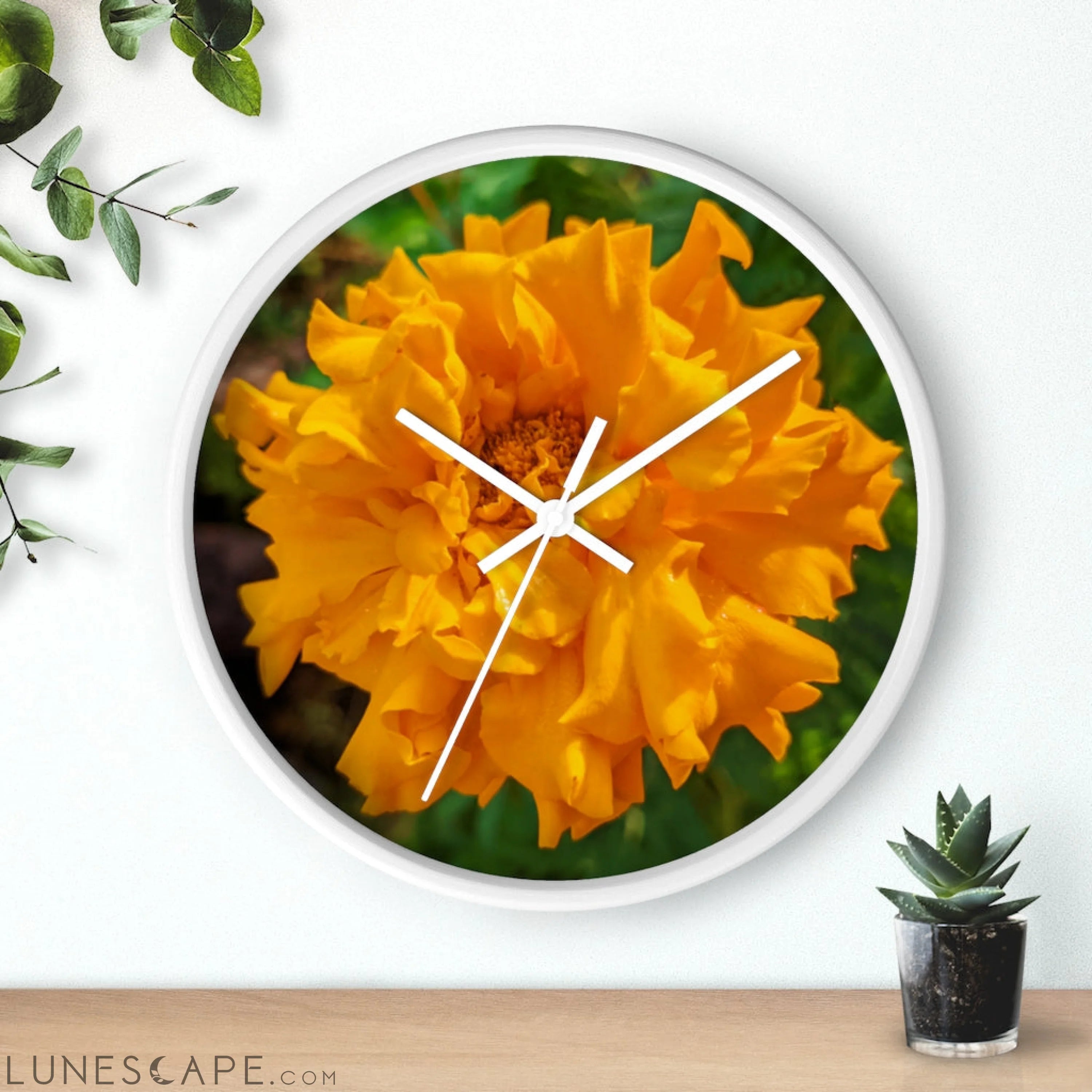 Orange Flower Wall clock LUNESCAPE