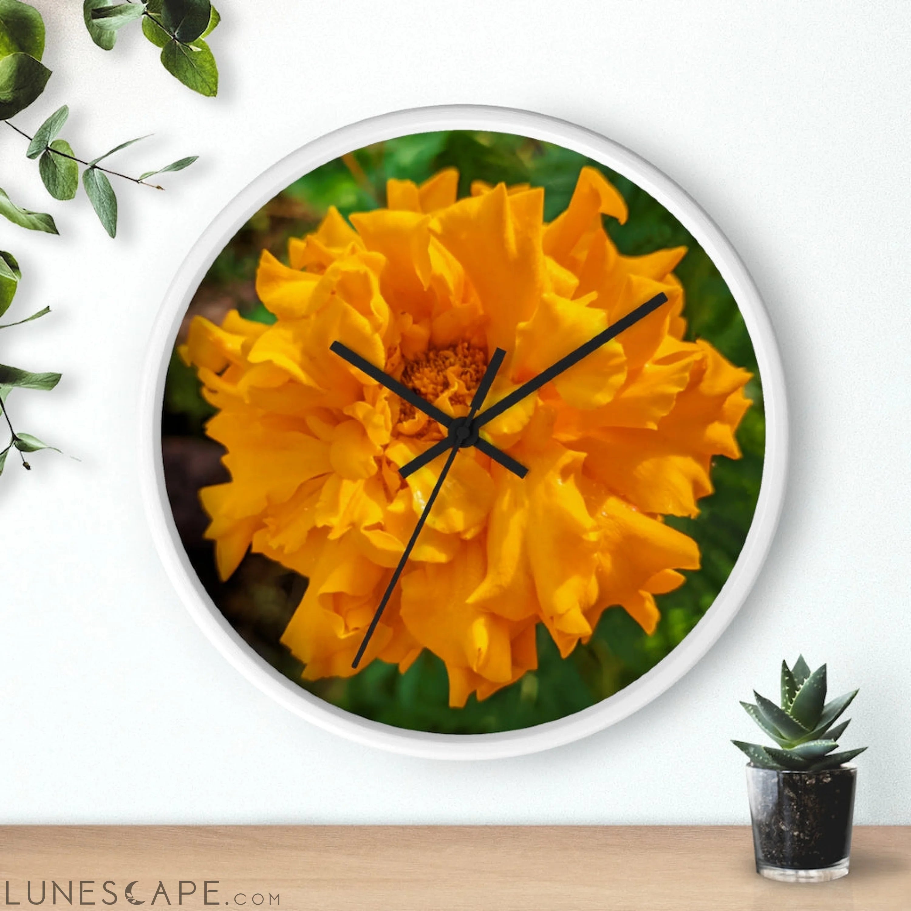 Orange Flower Wall clock LUNESCAPE