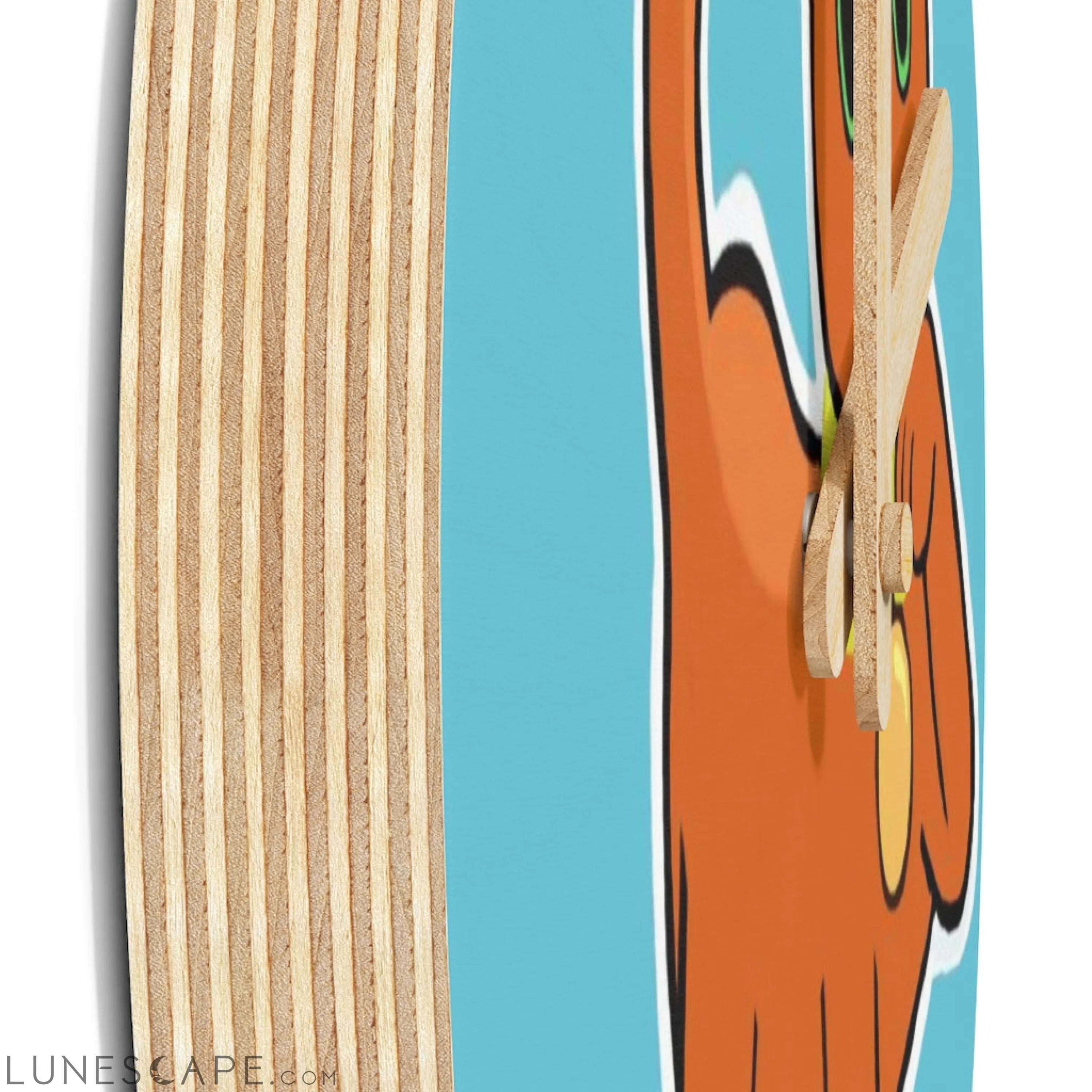 Orange Kitty Wooden Wall Clock LUNESCAPE