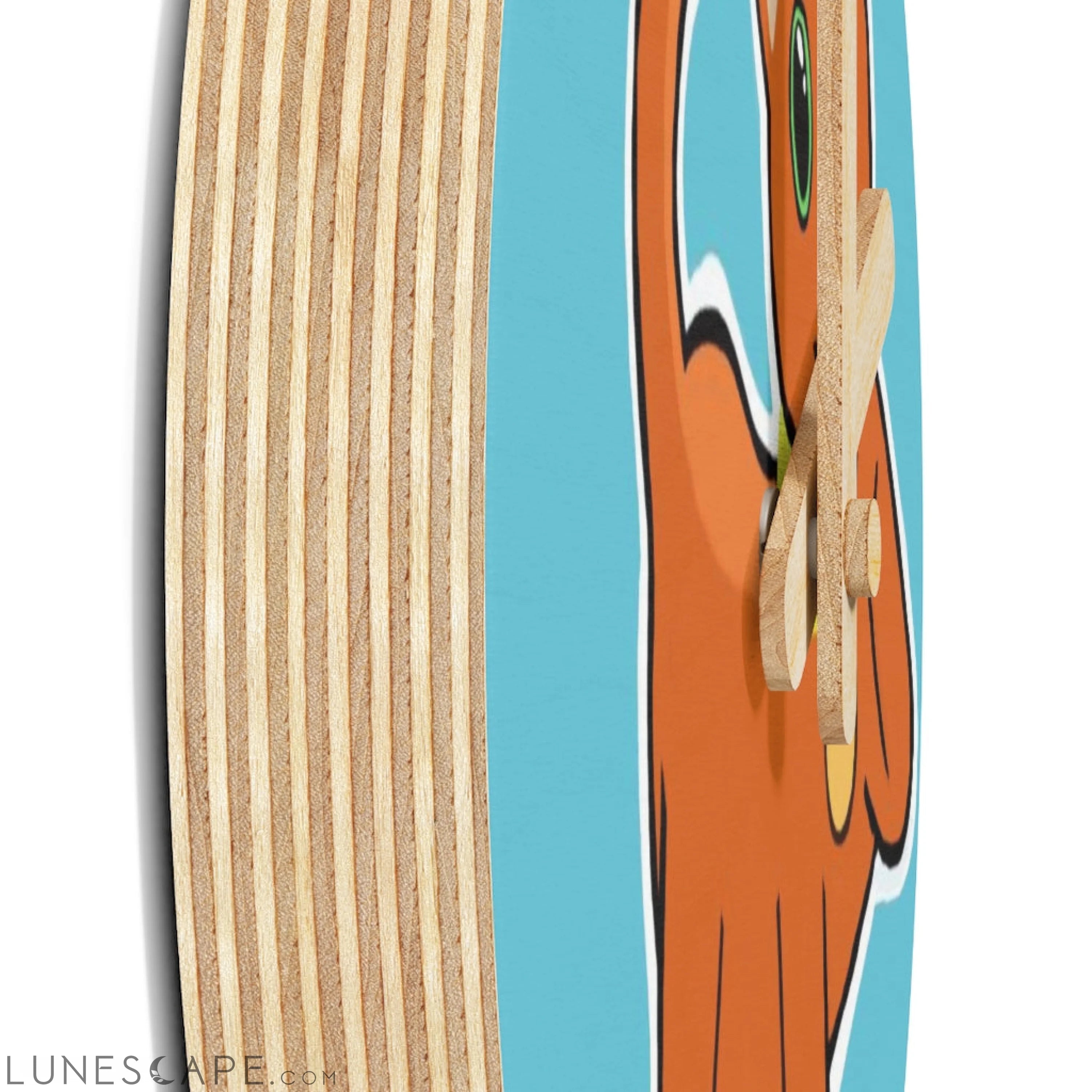 Orange Kitty Wooden Wall Clock LUNESCAPE