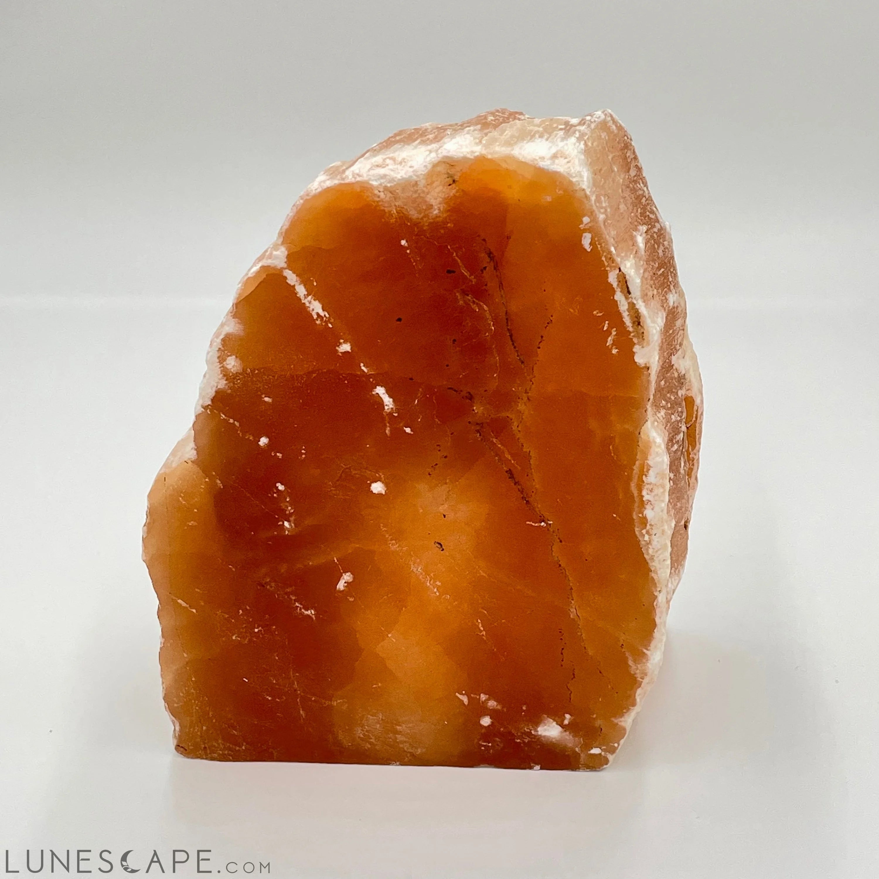 Orange Selenite Raw Lamp by CuartoAstral Prime LUNESCAPE
