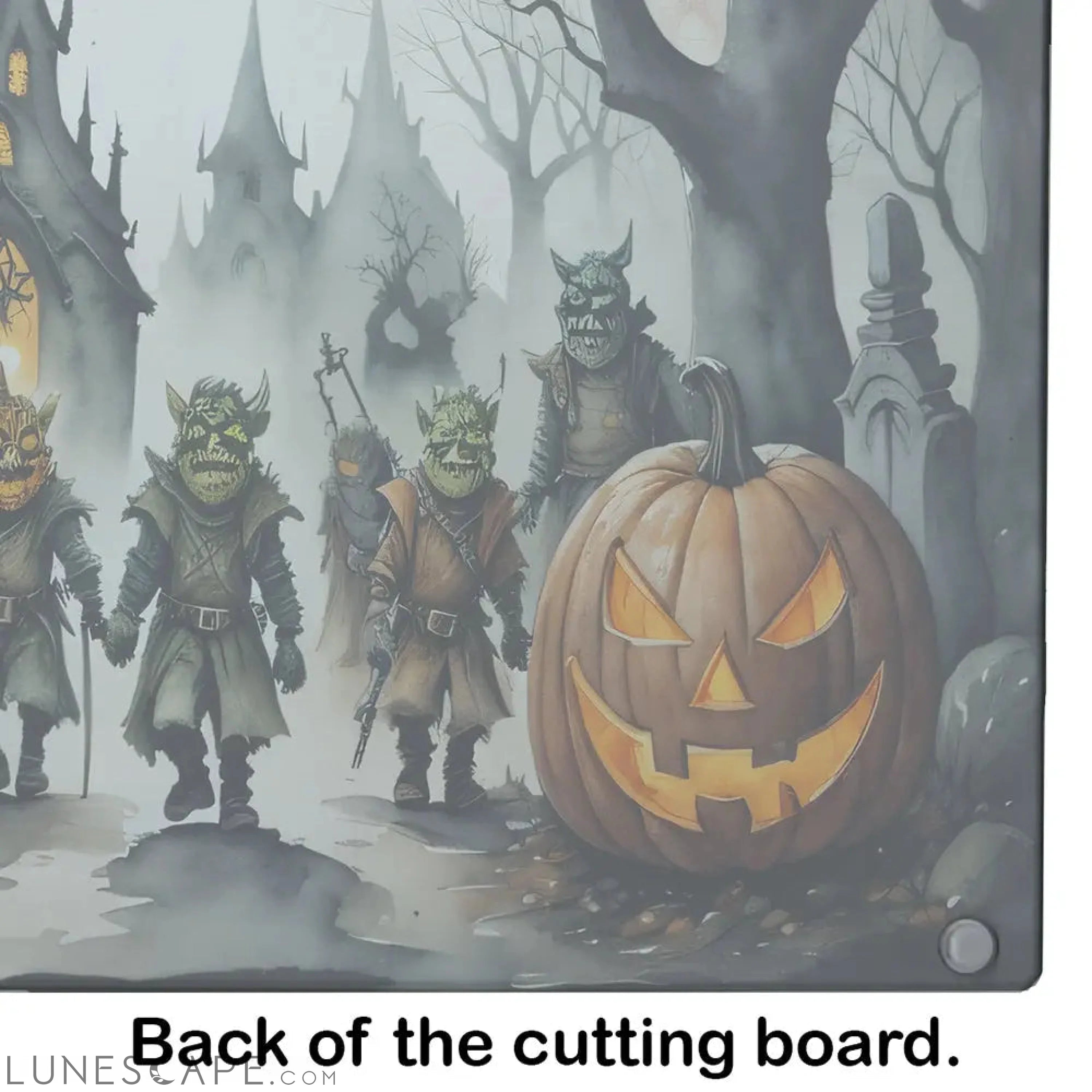 Orcs Spooky Halloween Glass Cutting Board LUNESCAPE