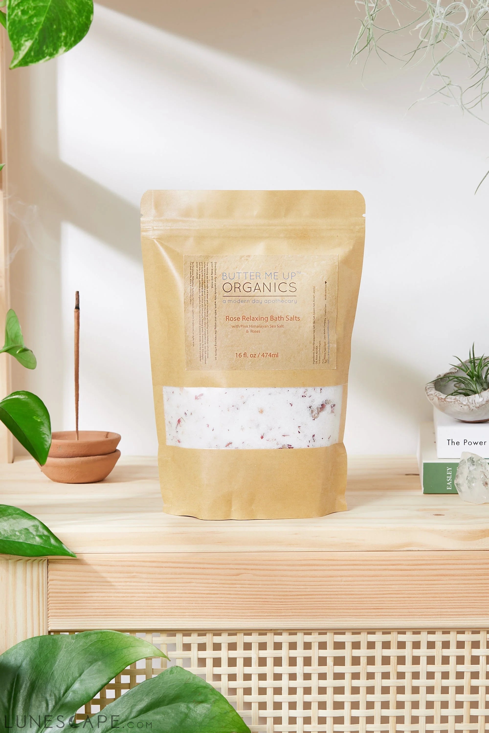 Organic Rose Salt Soak / Epsom Salt Soak / Pink Himalayan Sea Salt LUNESCAPE
