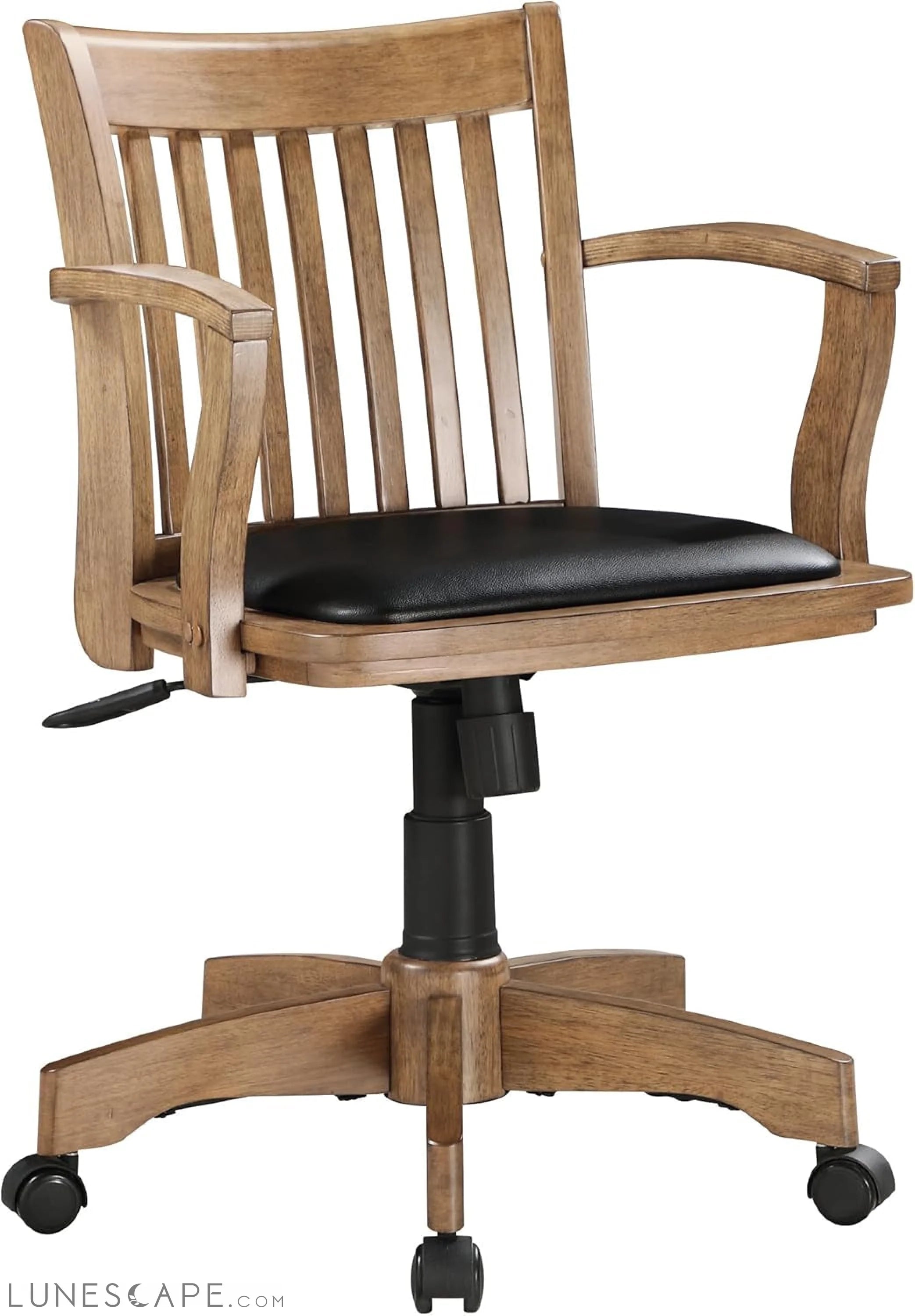 OSP Home Furnishings Deluxe Wood Banker'S Desk Chair with Padded Seat, LUNESCAPE