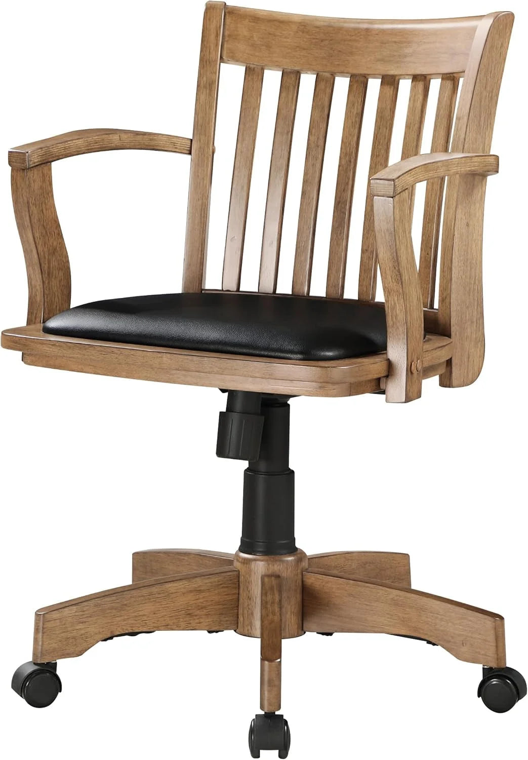 OSP Home Furnishings Deluxe Wood Banker'S Desk Chair with Padded Seat, LUNESCAPE