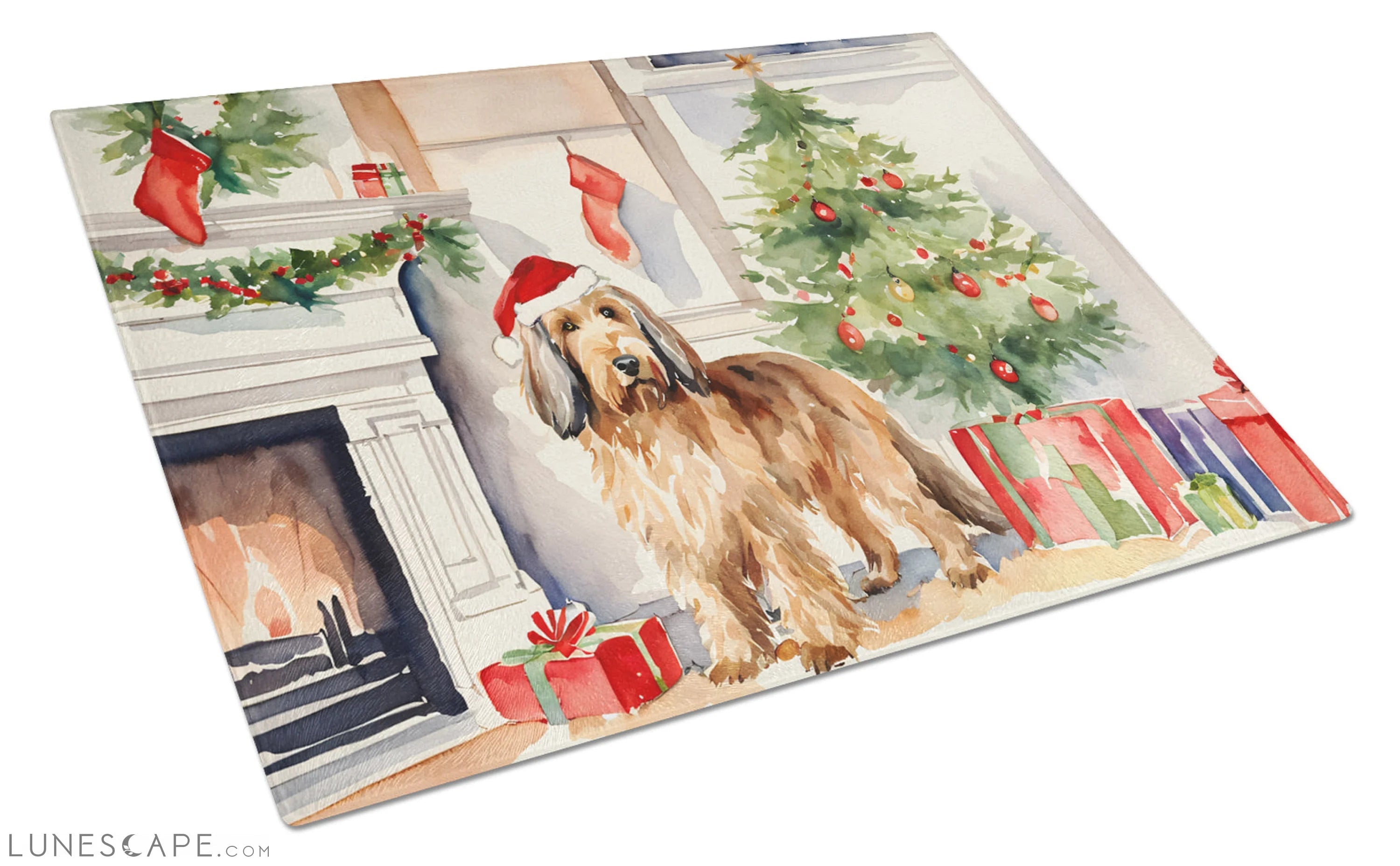 Otterhound Cozy Christmas Glass Cutting Board LUNESCAPE