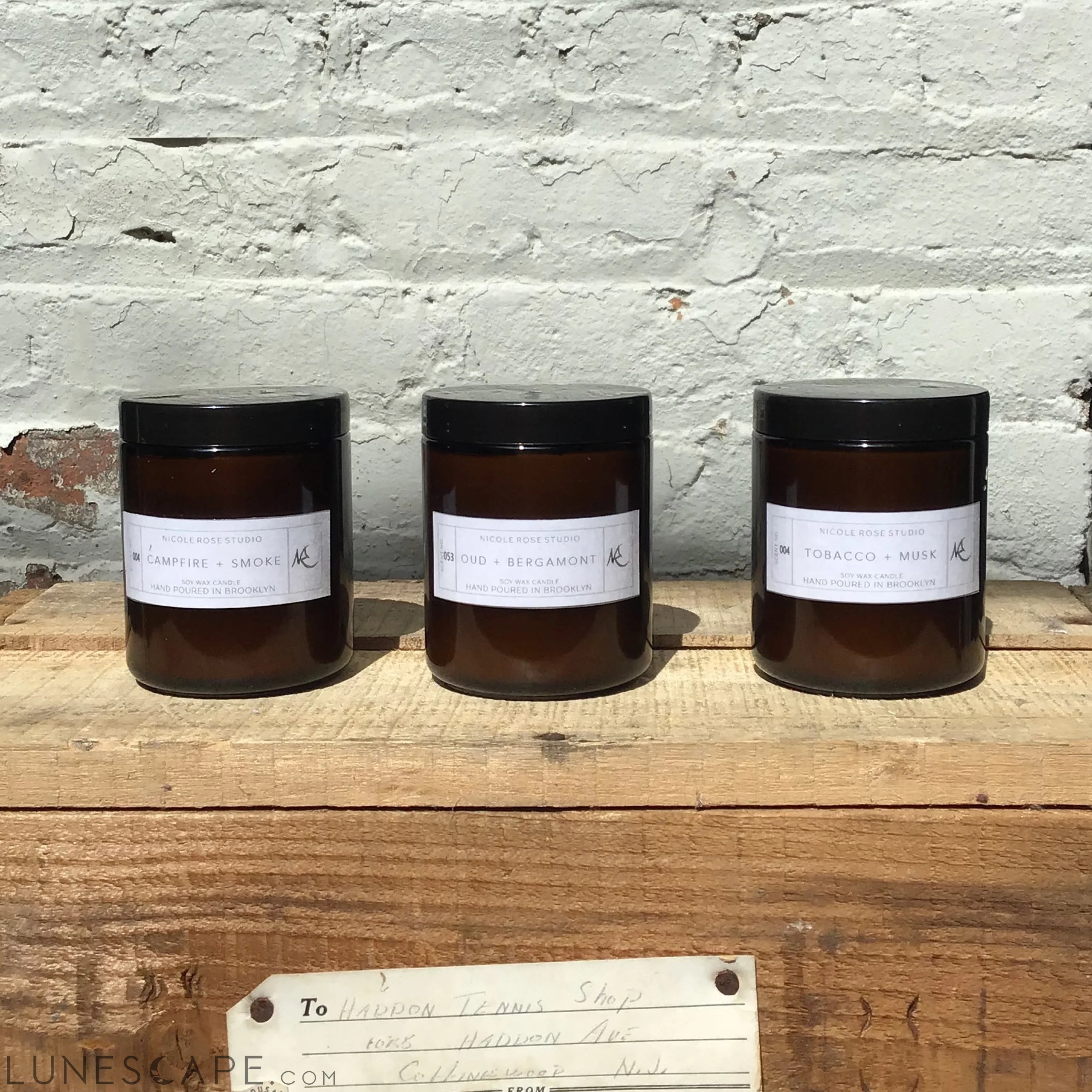 Oud + Bergamot Scented Soy Wax Candle LUNESCAPE