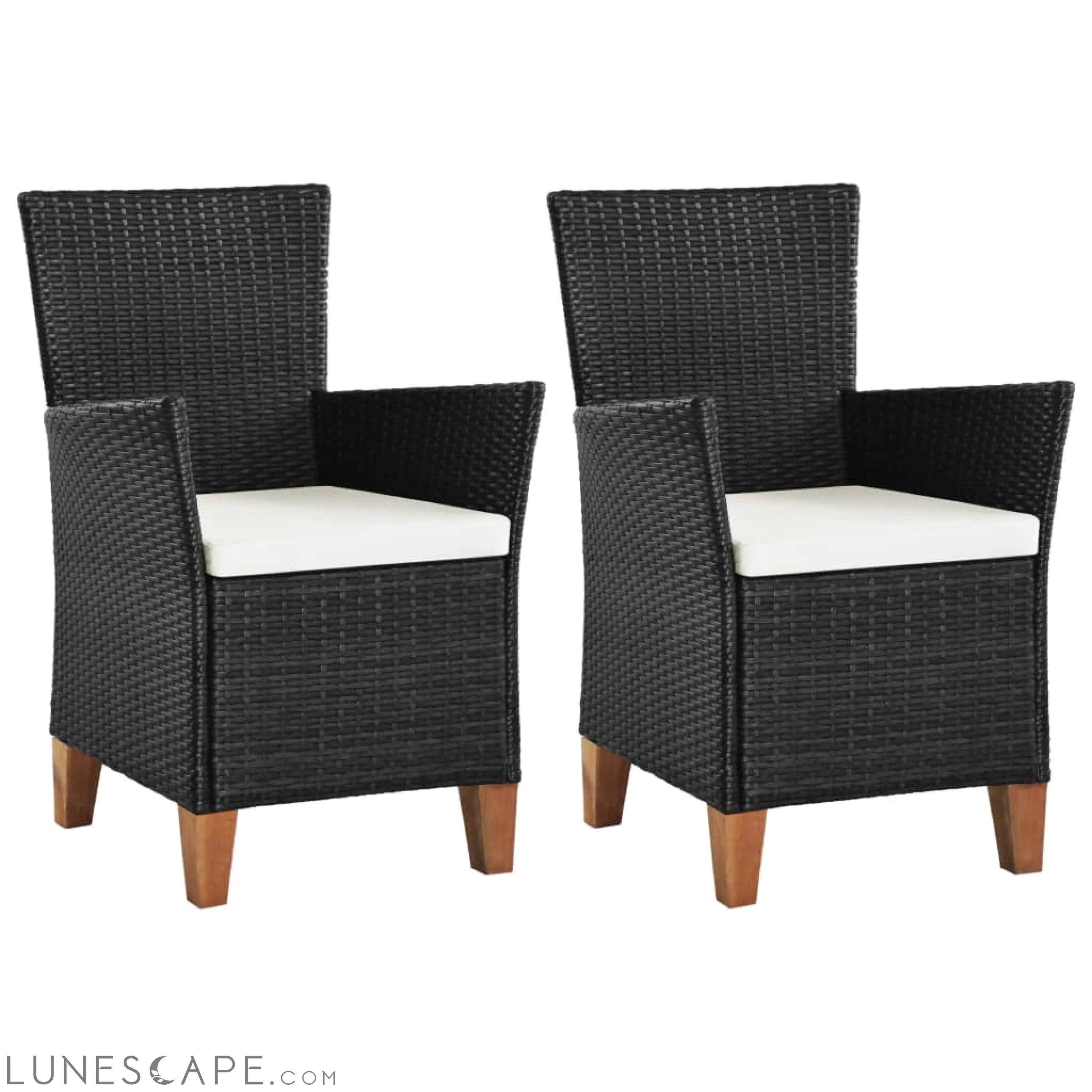 Outdoor Chairs with Cushions 2 pcs Poly Rattan Black LUNESCAPE