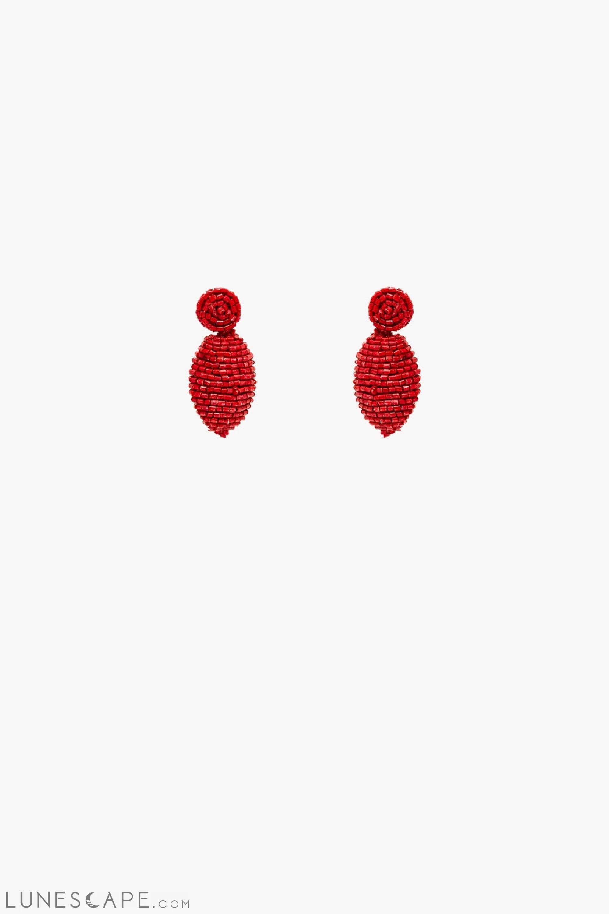 Oval Shape Beaded Earrings in Red LUNESCAPE