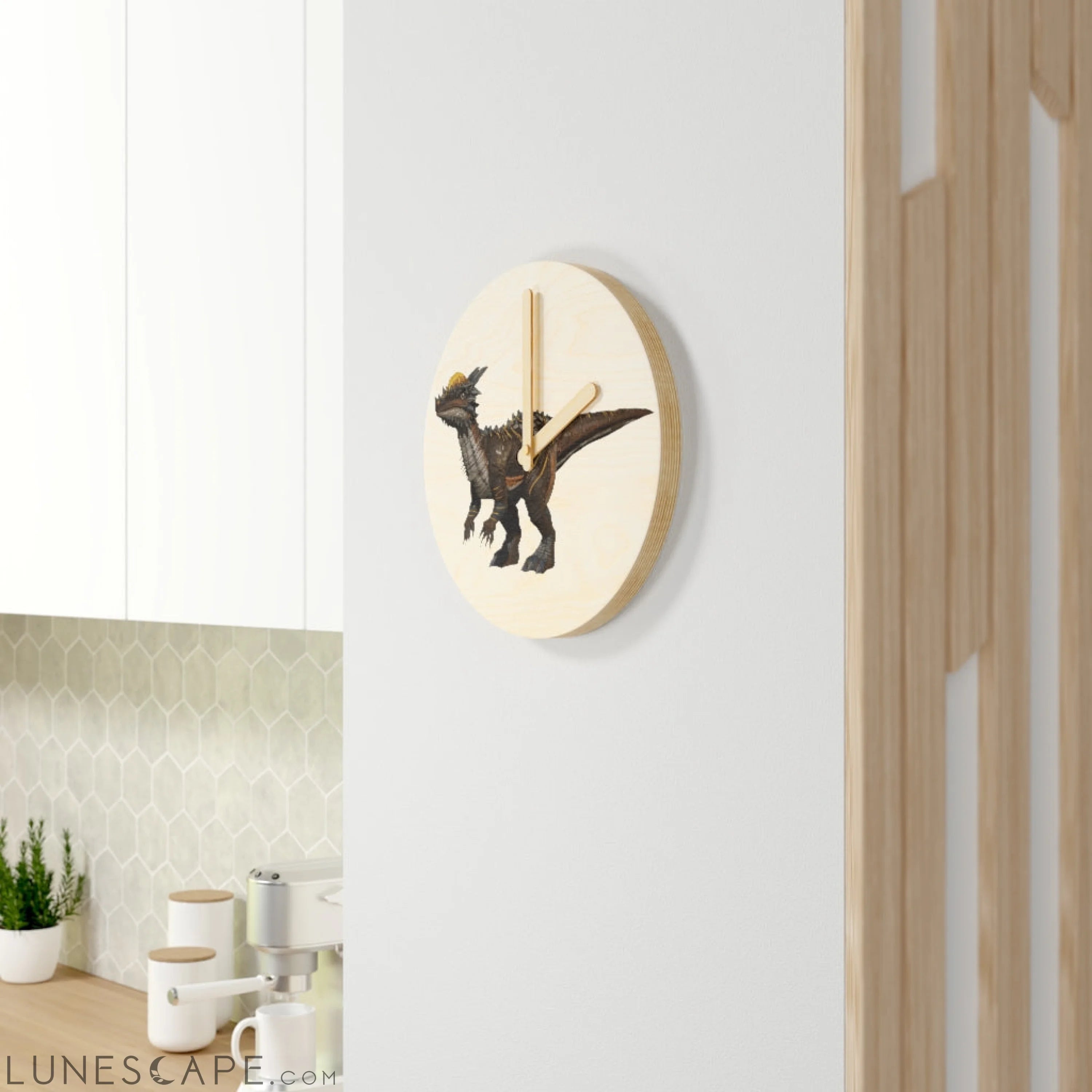 Pachycephalosaurus Wooden Wall Clock LUNESCAPE