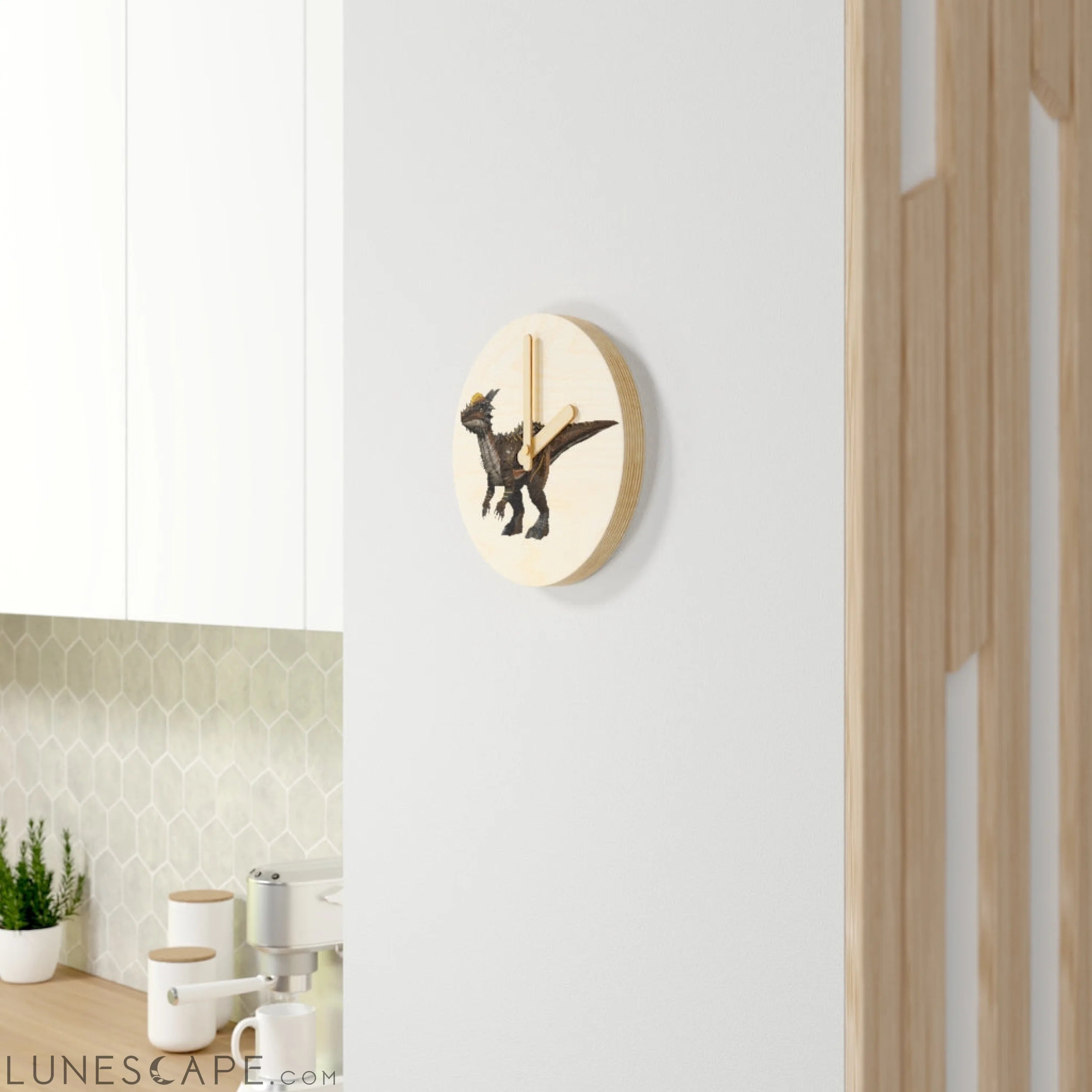 Pachycephalosaurus Wooden Wall Clock LUNESCAPE