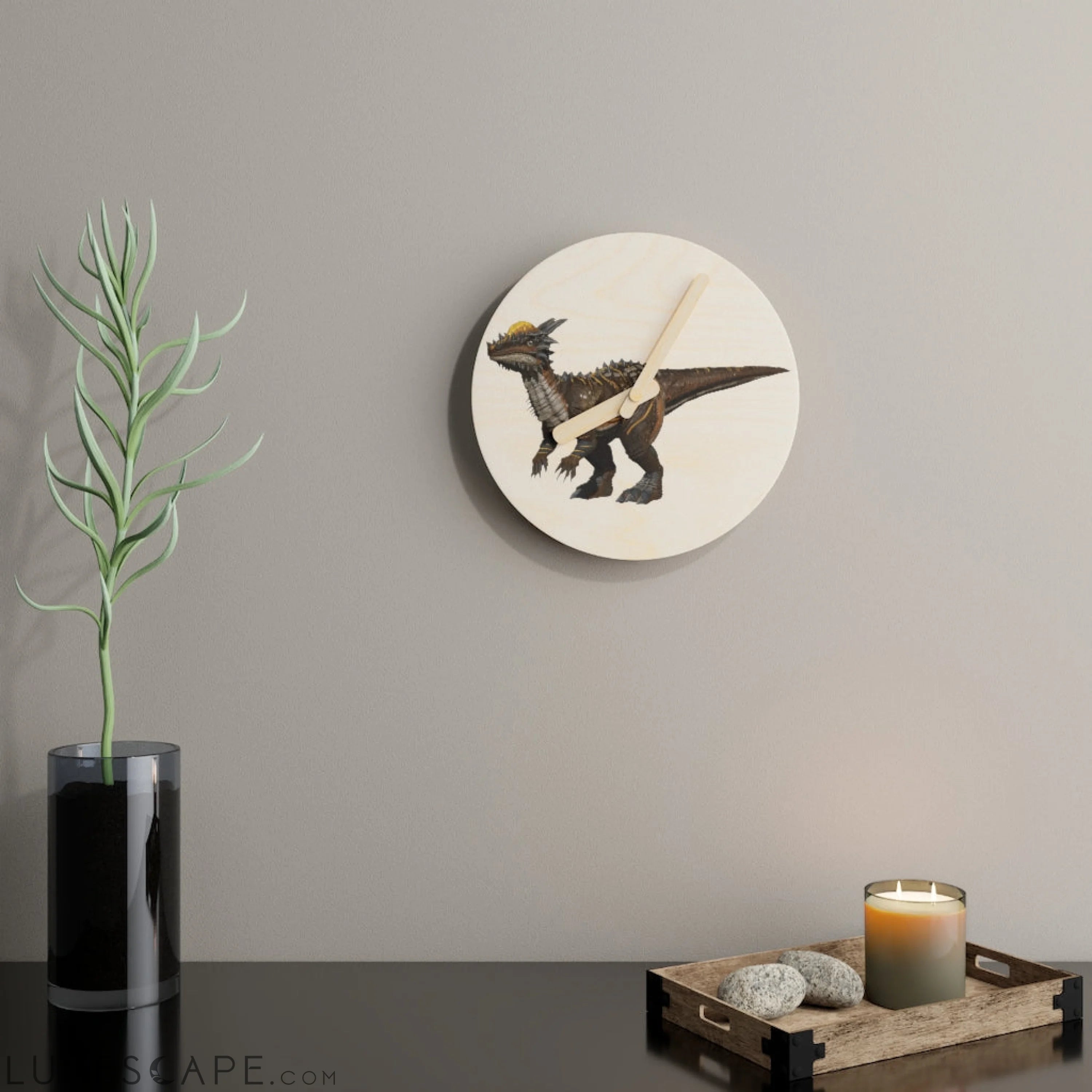 Pachycephalosaurus Wooden Wall Clock LUNESCAPE
