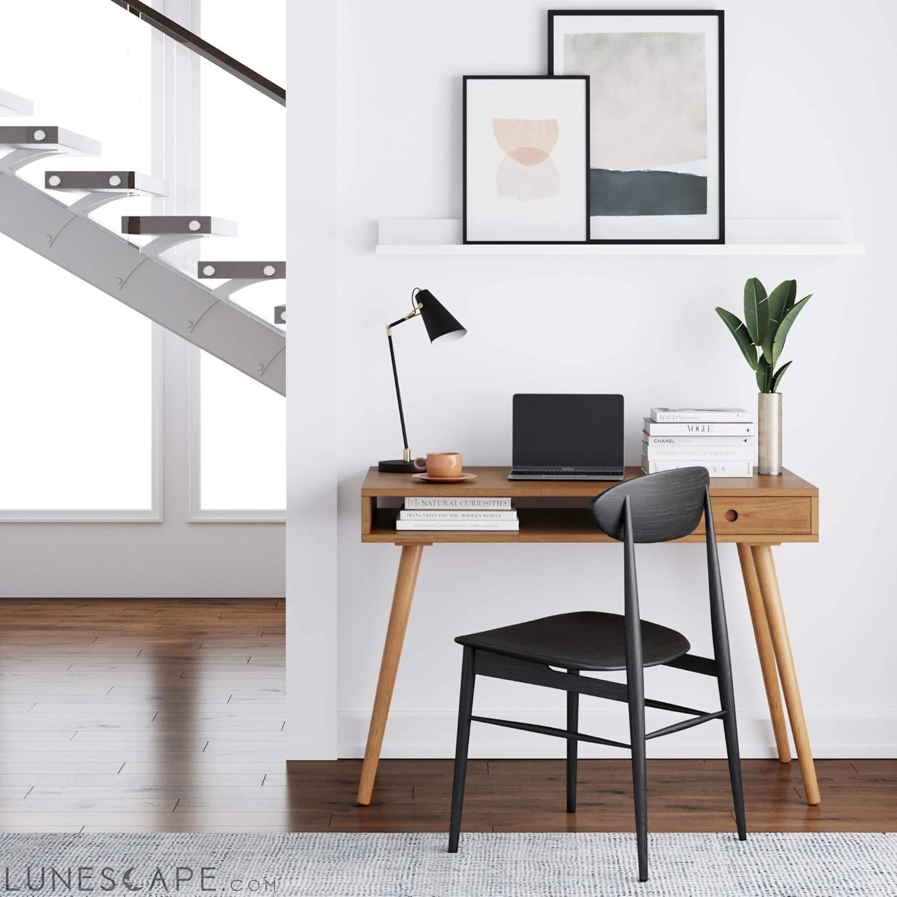 Parker Modern Home Office Writing, Computer or Laptop Desk with Open LUNESCAPE