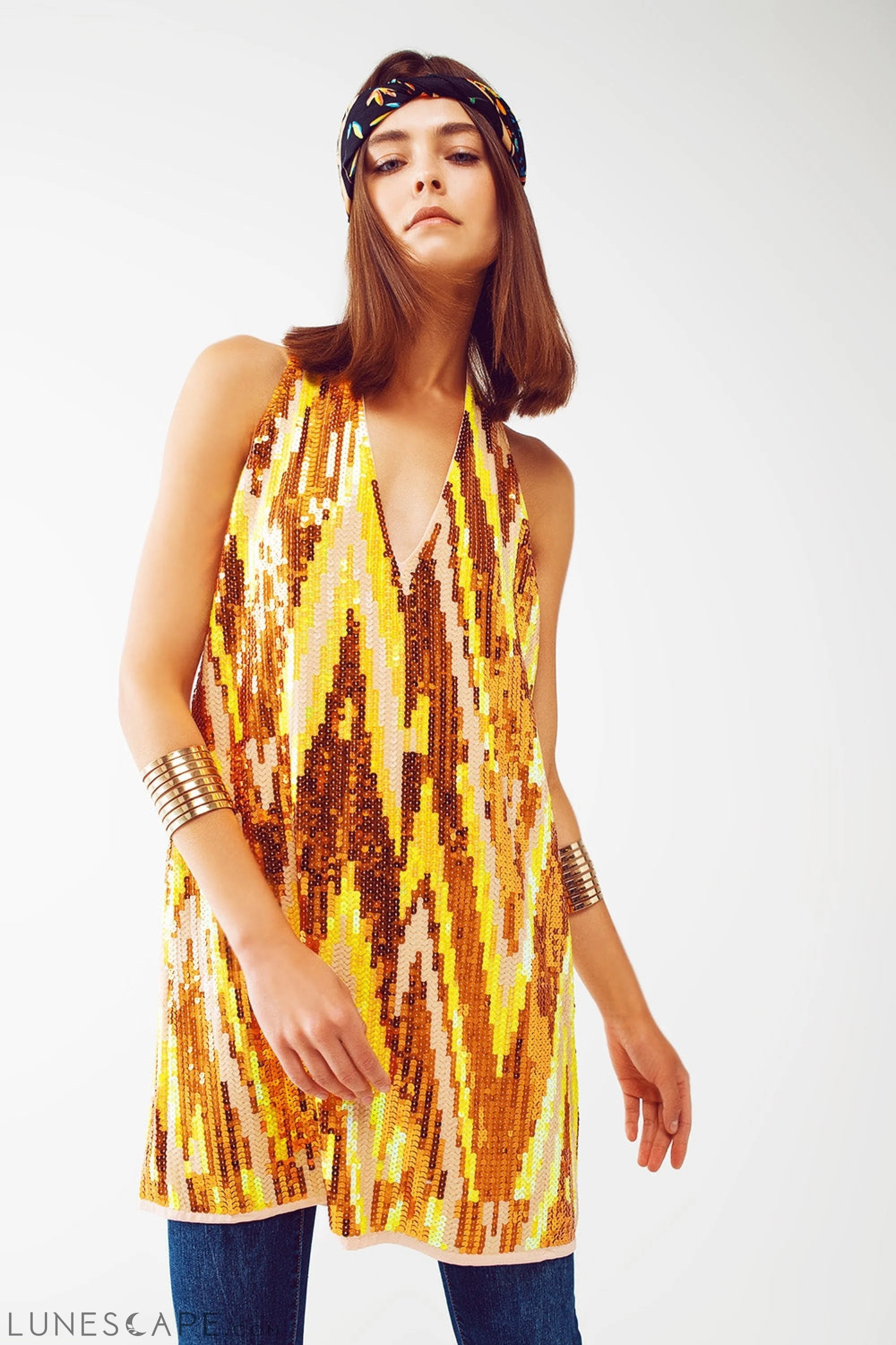 Party Mini Dress With Sequins LUNESCAPE