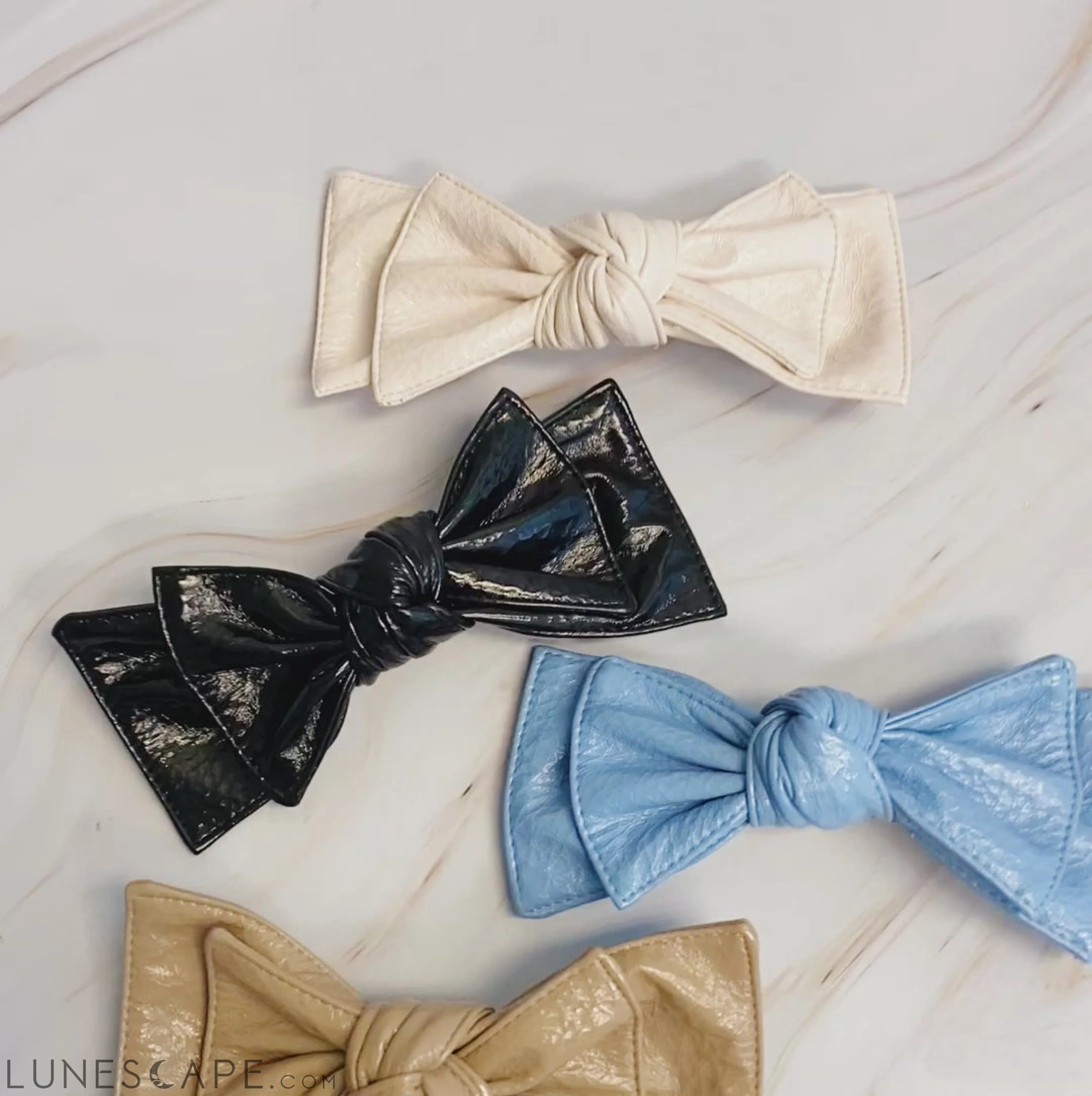 Patent Double Bow Hair Clip LUNESCAPE