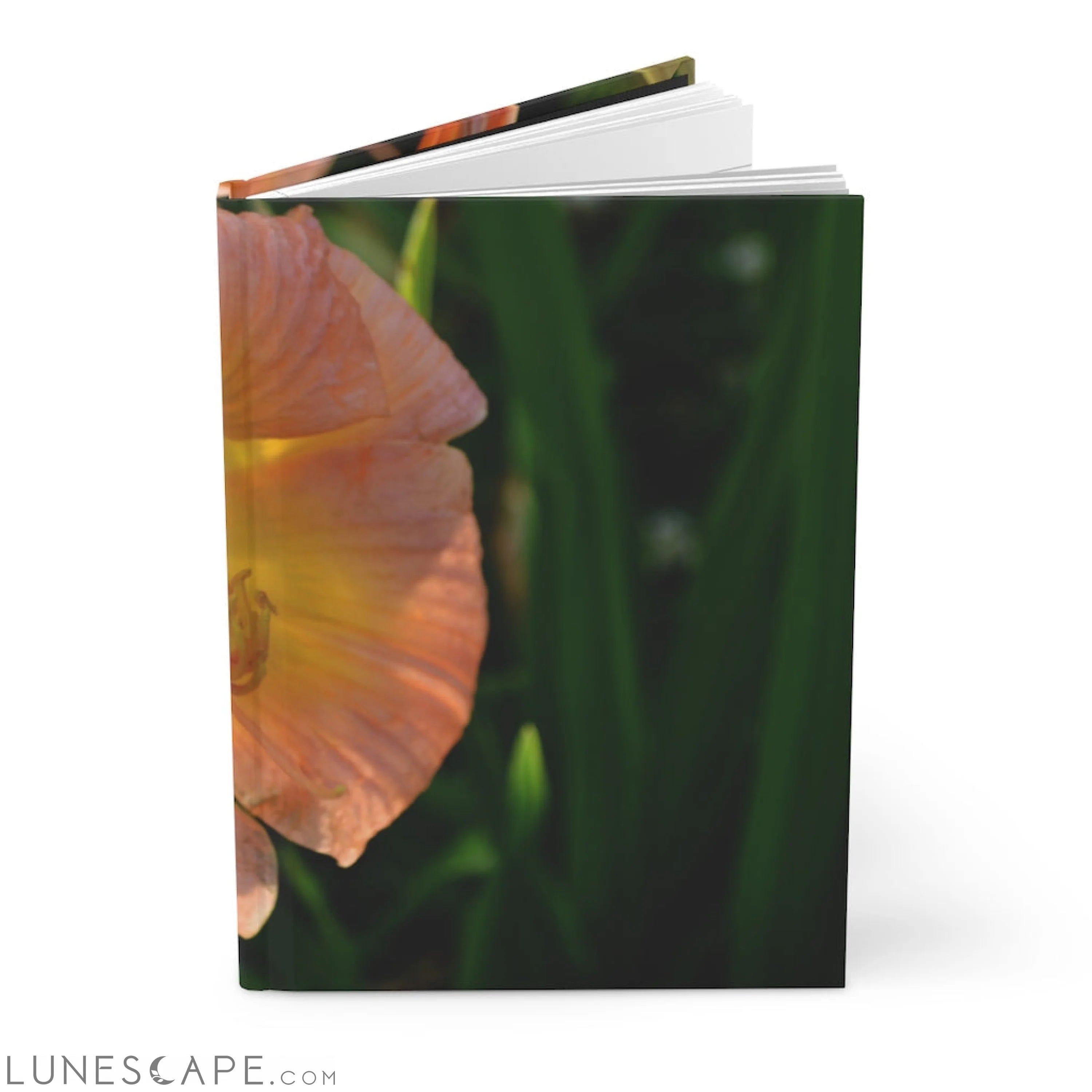 Peach and Yellow Flower Hardcover Journal Matte LUNESCAPE