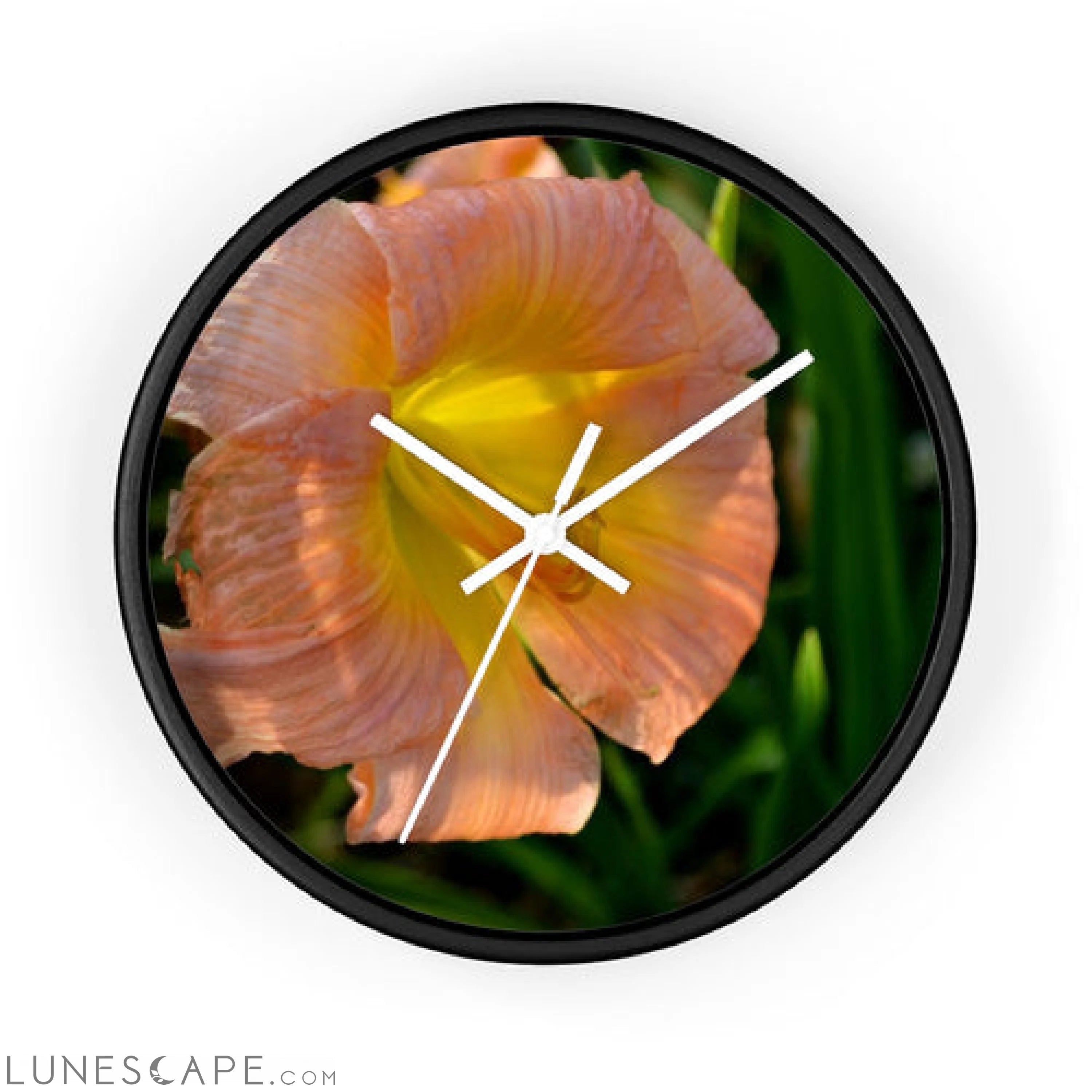 Peach and Yellow Flowers Wall clock LUNESCAPE