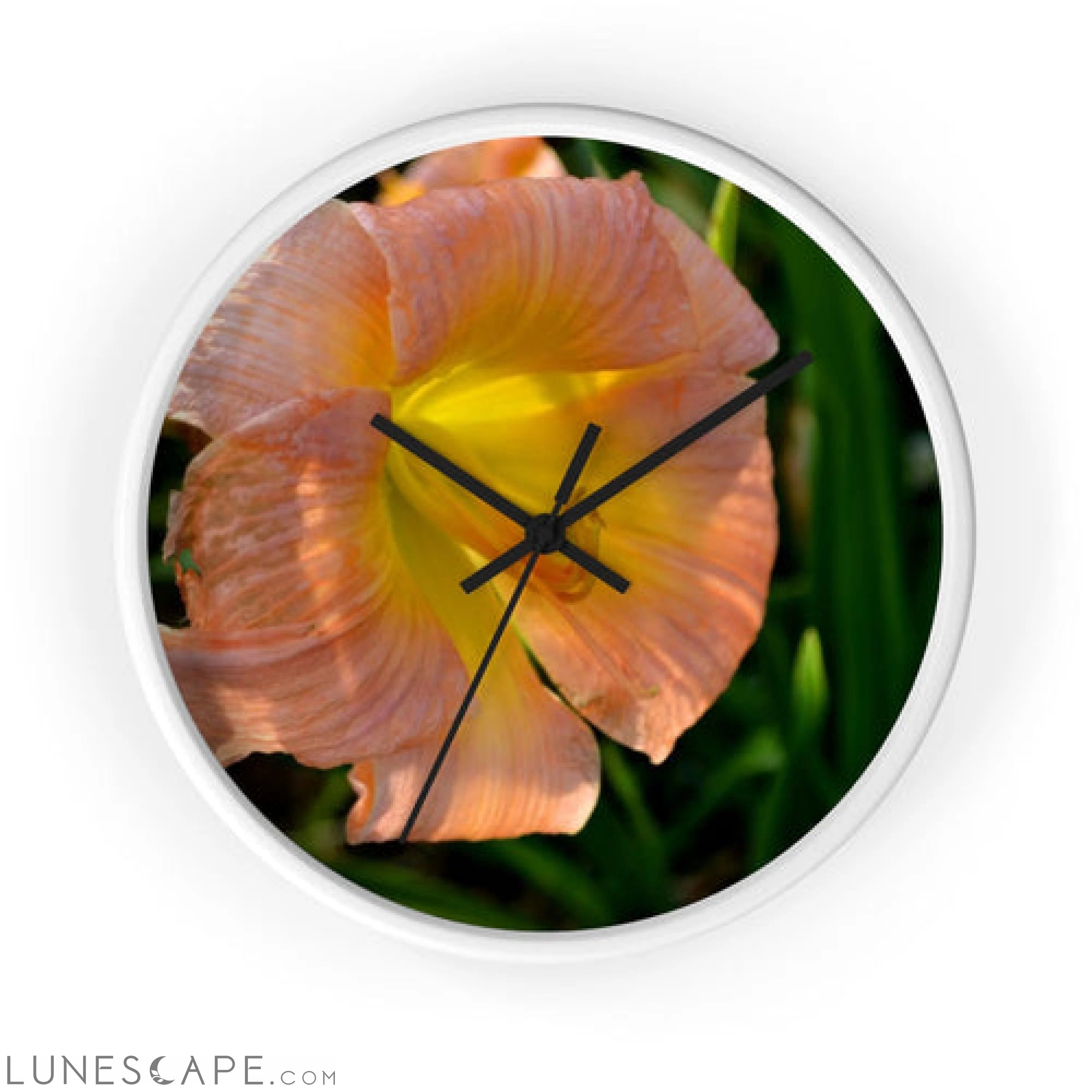 Peach and Yellow Flowers Wall clock LUNESCAPE