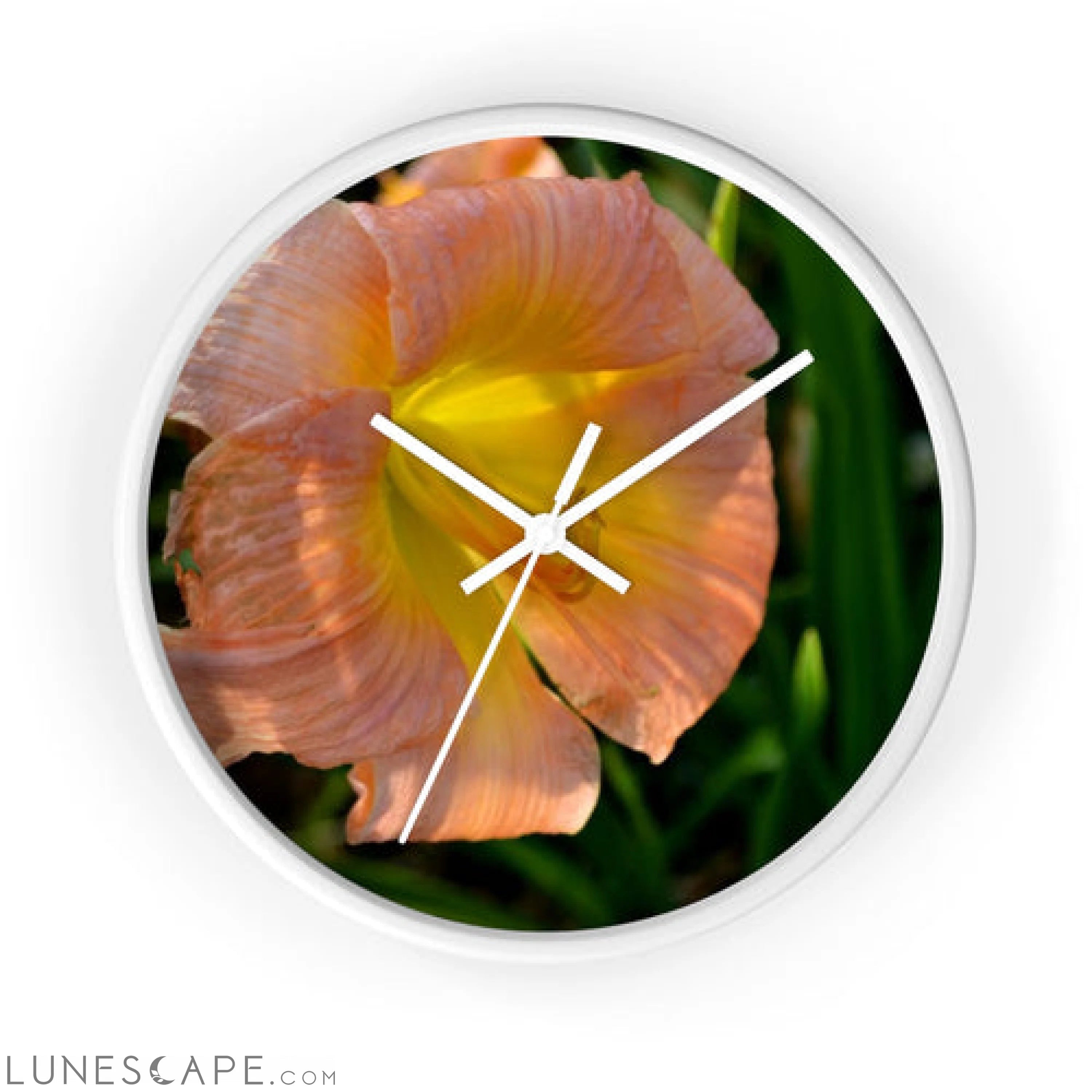 Peach and Yellow Flowers Wall clock LUNESCAPE
