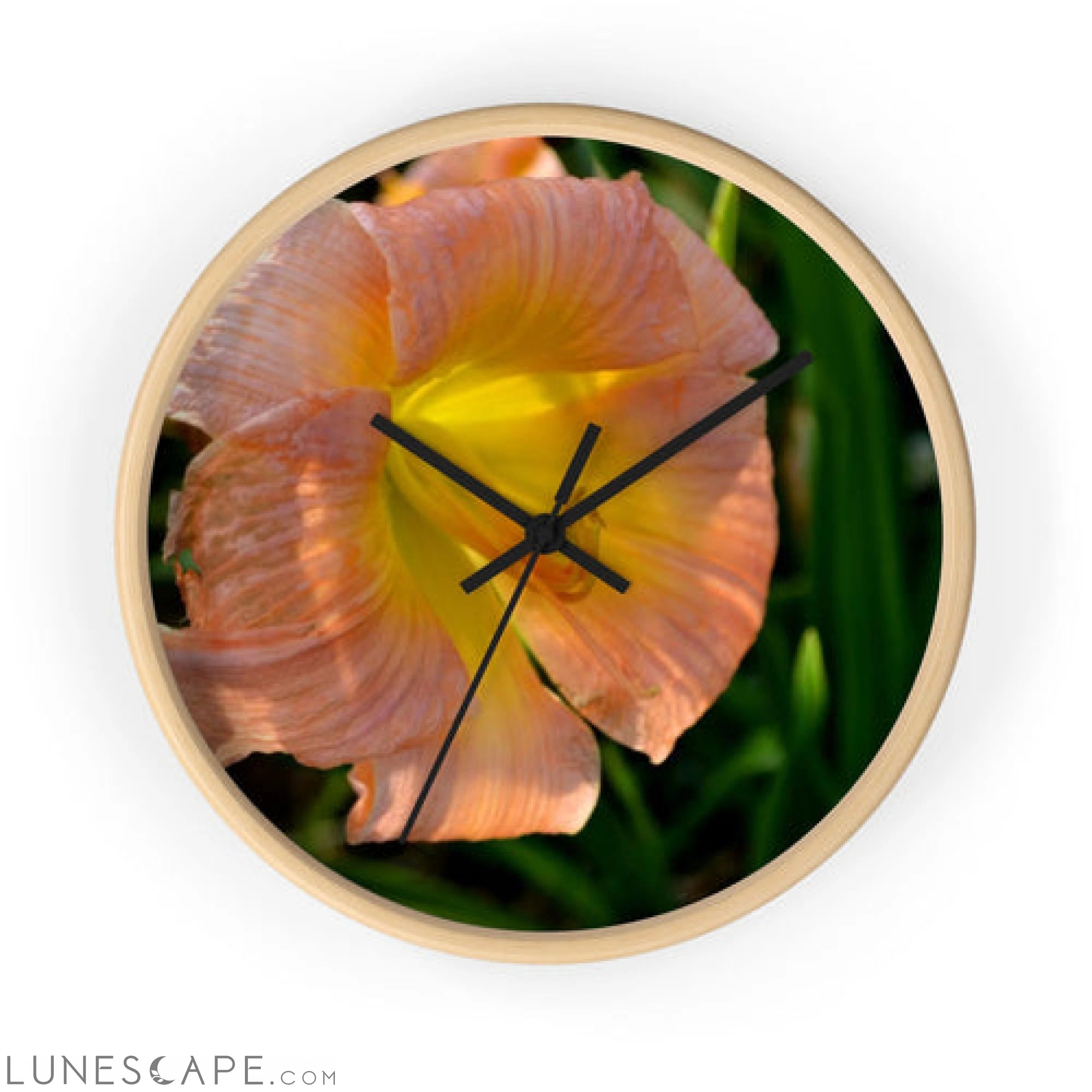 Peach and Yellow Flowers Wall clock LUNESCAPE