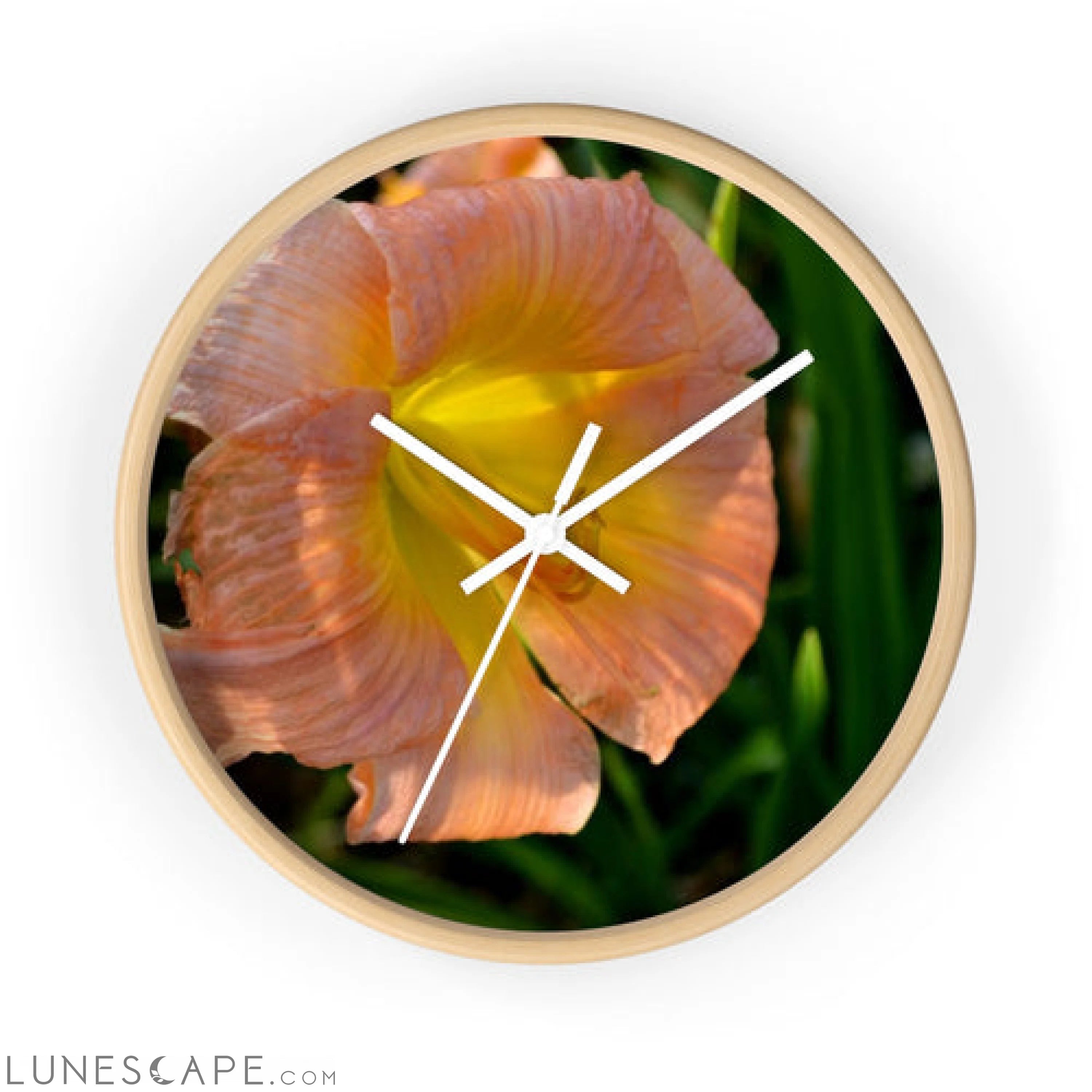 Peach and Yellow Flowers Wall clock LUNESCAPE